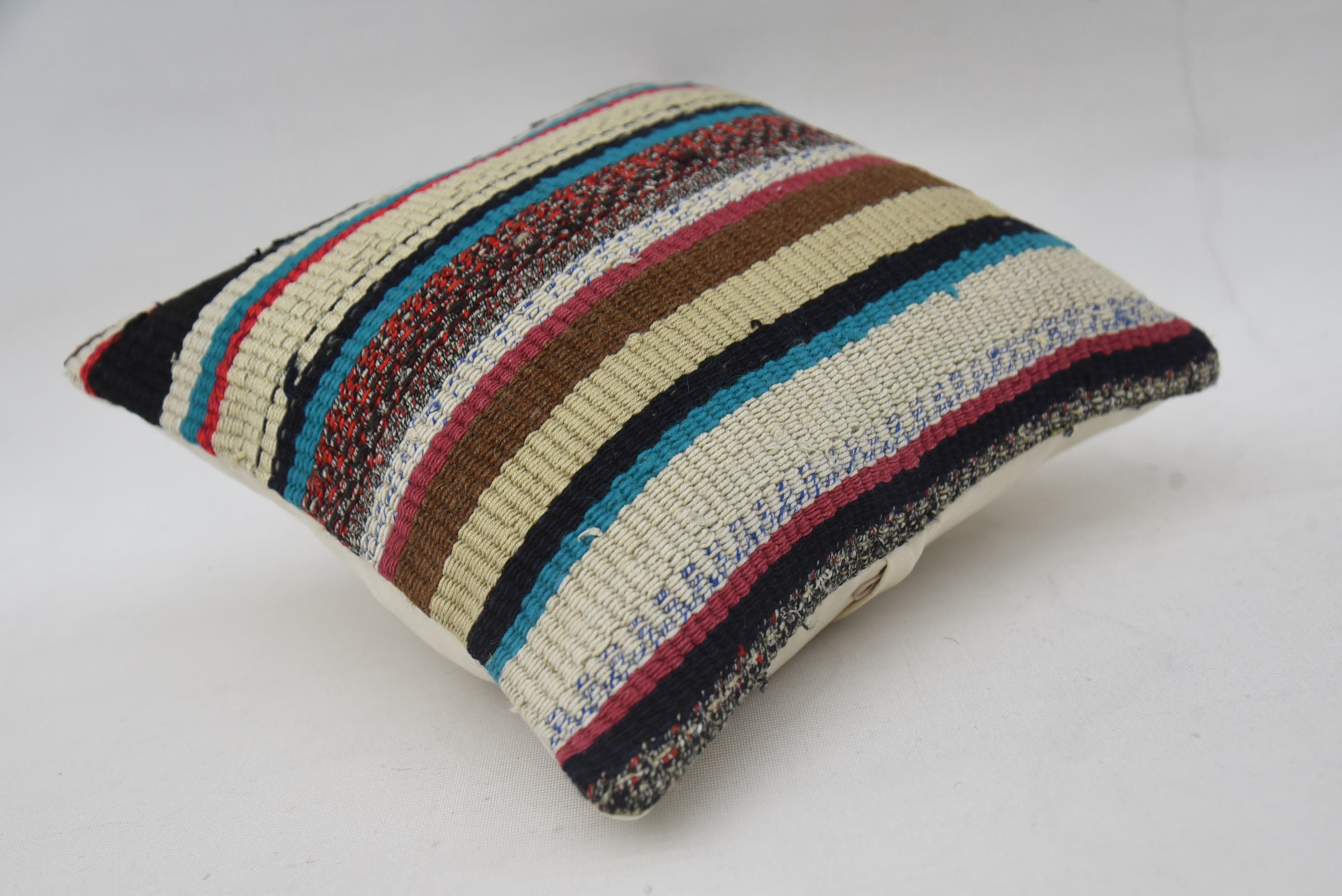 12"x12" Beige Cushion, Aesthetic Pillow Cover, Ethnical Kilim Rug Pillow, Turkish Kilim Pillow, Boho Pillow Sham Cover