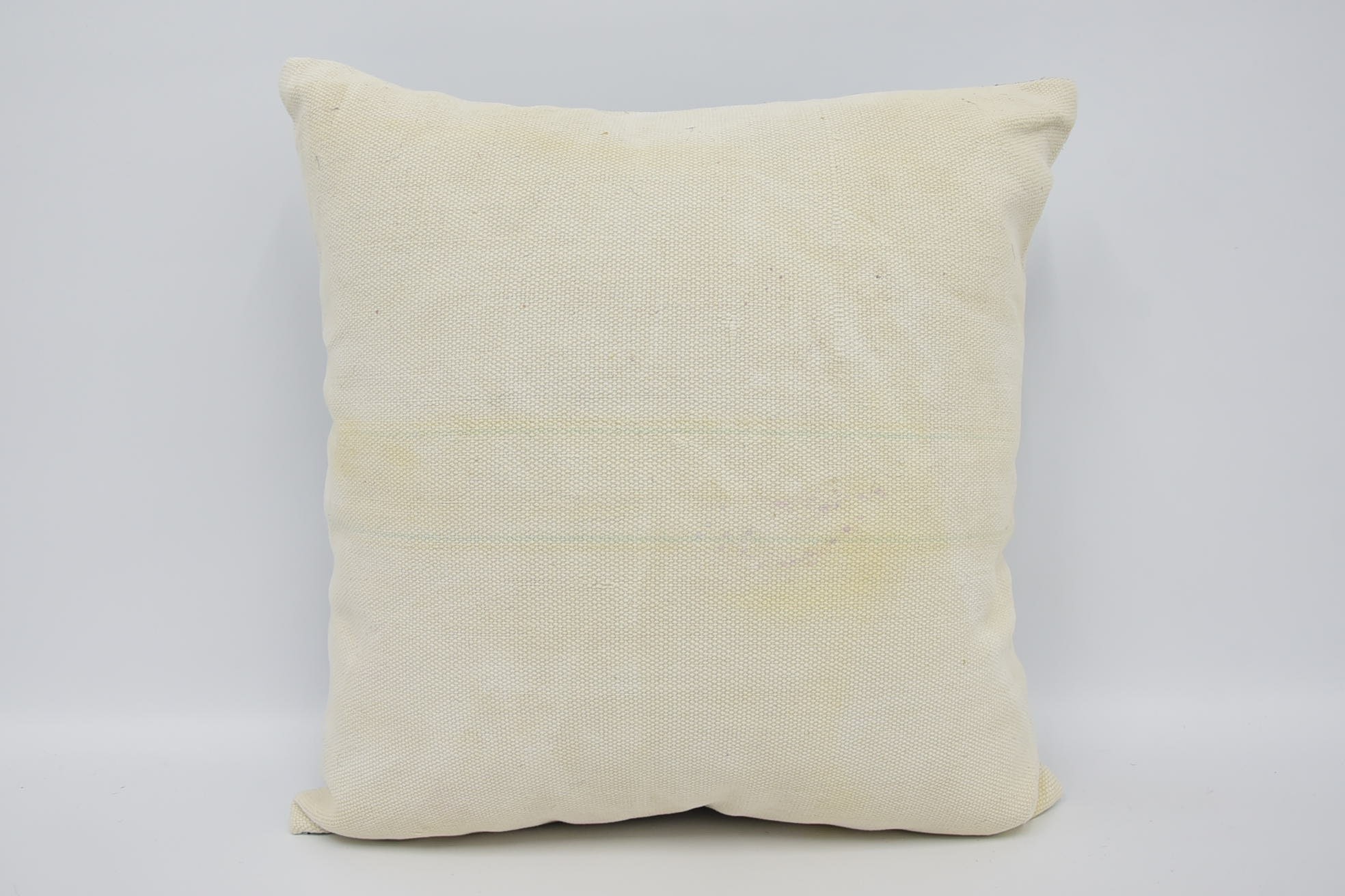Turkish Pillow, Turkish Bench Cushion, Boho Pillow Sham Cover, 18"x18" Beige Pillow, Handmade Kilim Cushion, Shabby Chic Cushion Cover