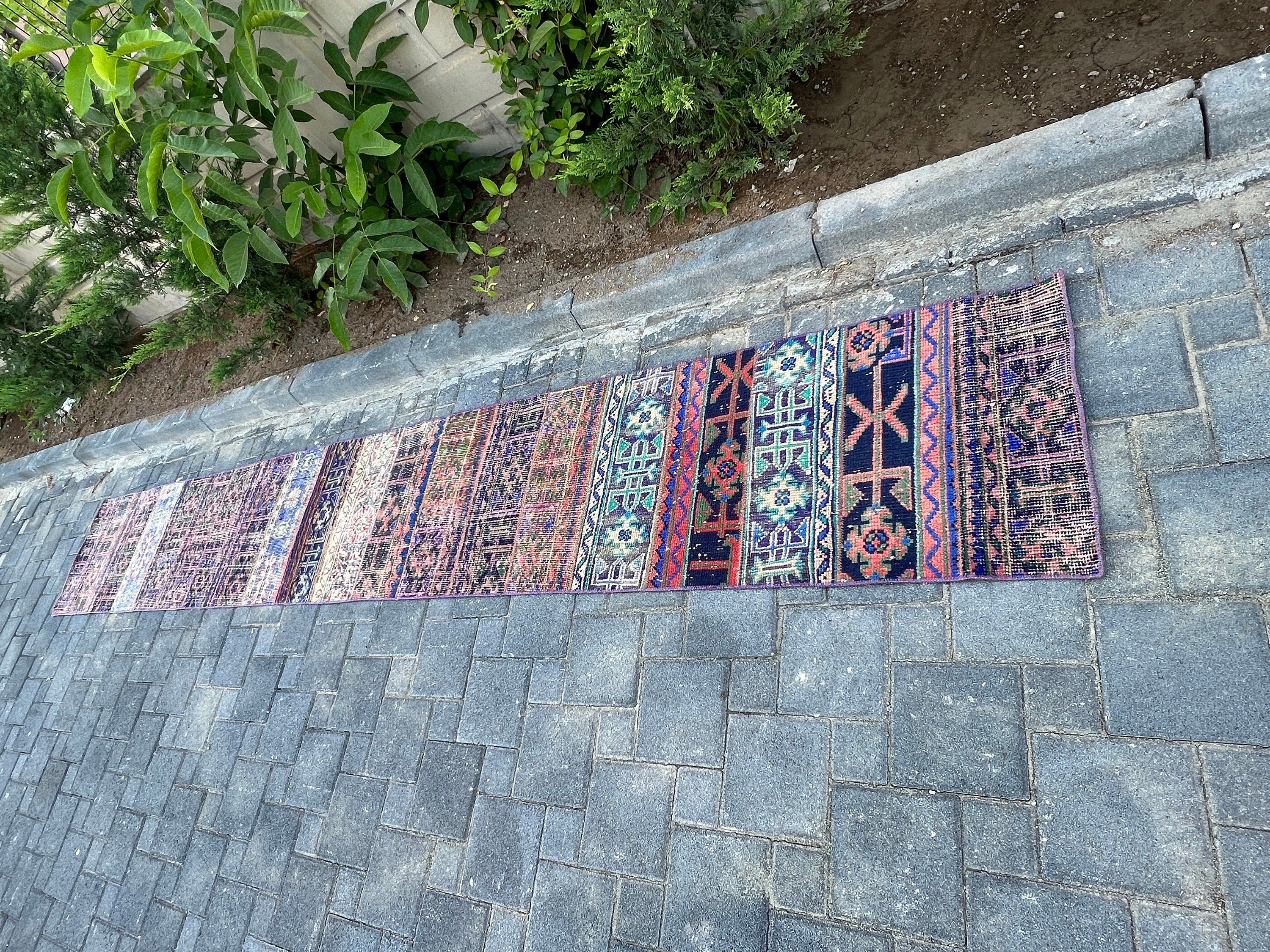 Ev Dekorasyonu Halıları, 2x13,8 ft Yolluk Halısı, Mutfak Halıları, Vintage Halı, Oushak Halısı, Bej Oushak Halısı, Türk Halısı, Koridor Halıları, Merdiven Halısı