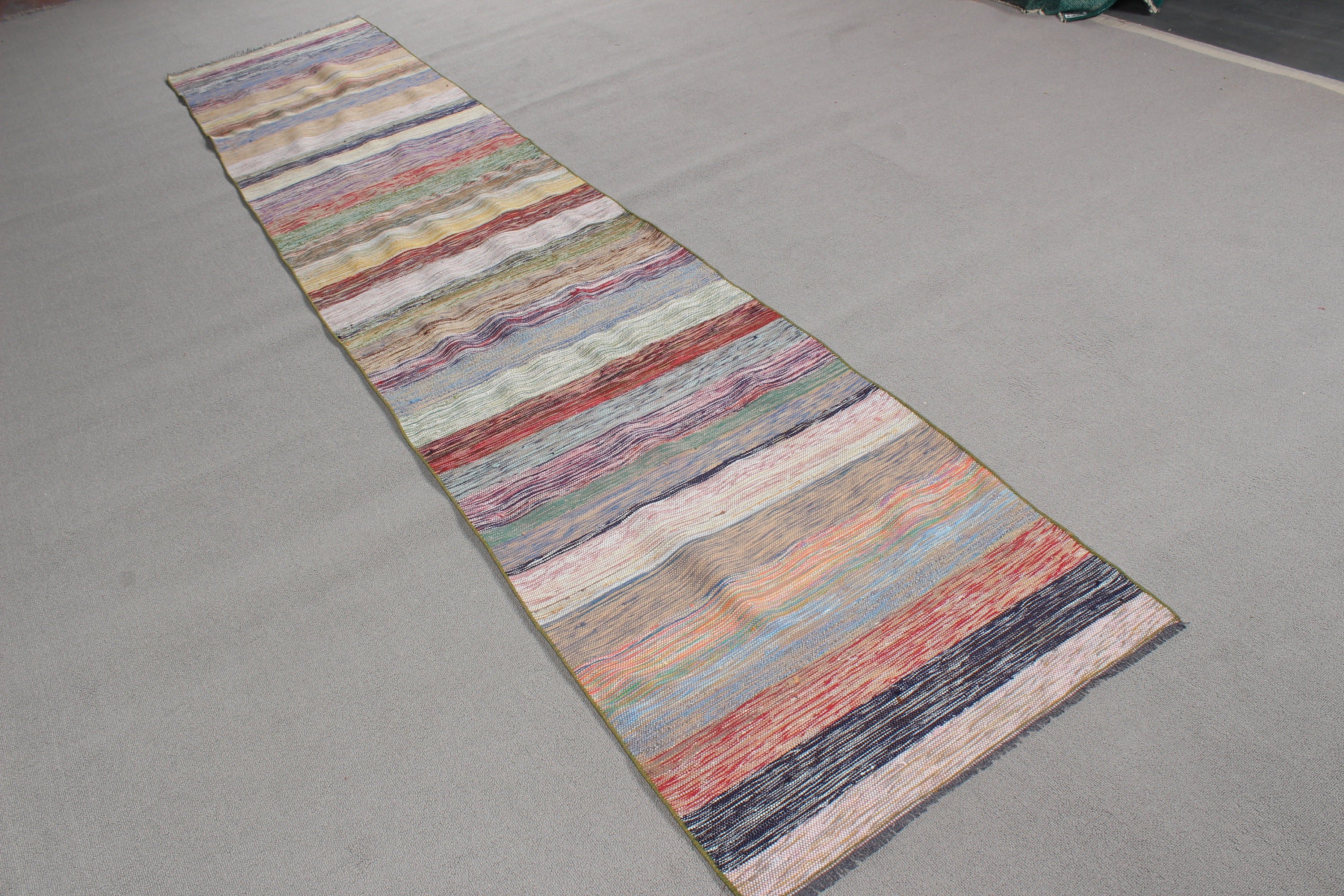 2.3x11.2 ft Runner Rugs, Cool Rug, Vintage Rug, Corridor Rug, Kitchen Rugs, Kilim, Rainbow Oriental Rugs, Bedroom Rug, Turkish Rugs