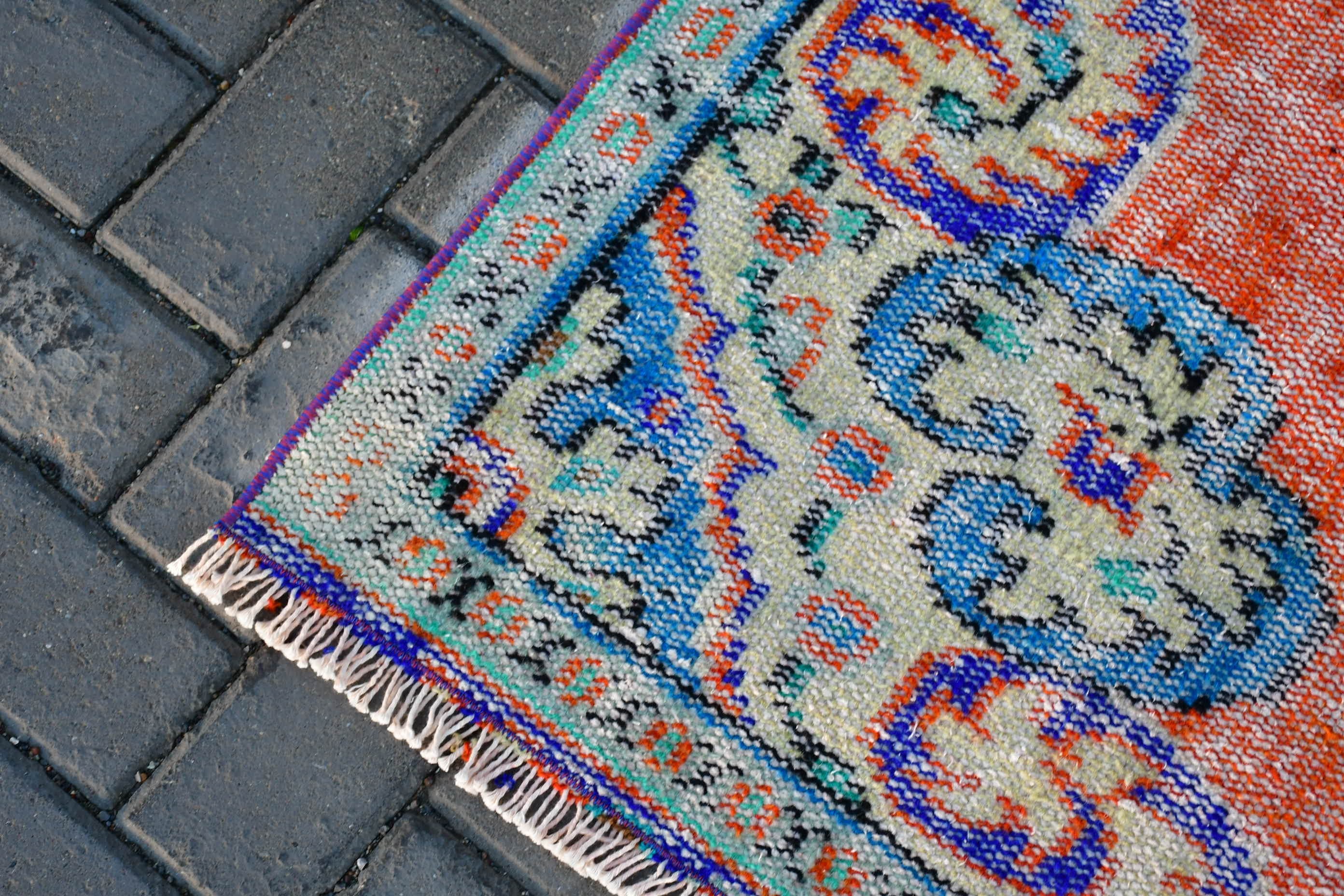 Turuncu Soğuk Halılar, 4,5x8,1 ft Alan Halıları, Mutfak Halısı, Yemek Odası Halısı, Yer Halısı, Vintage Halı, Alan Halıları, Türk Halısı