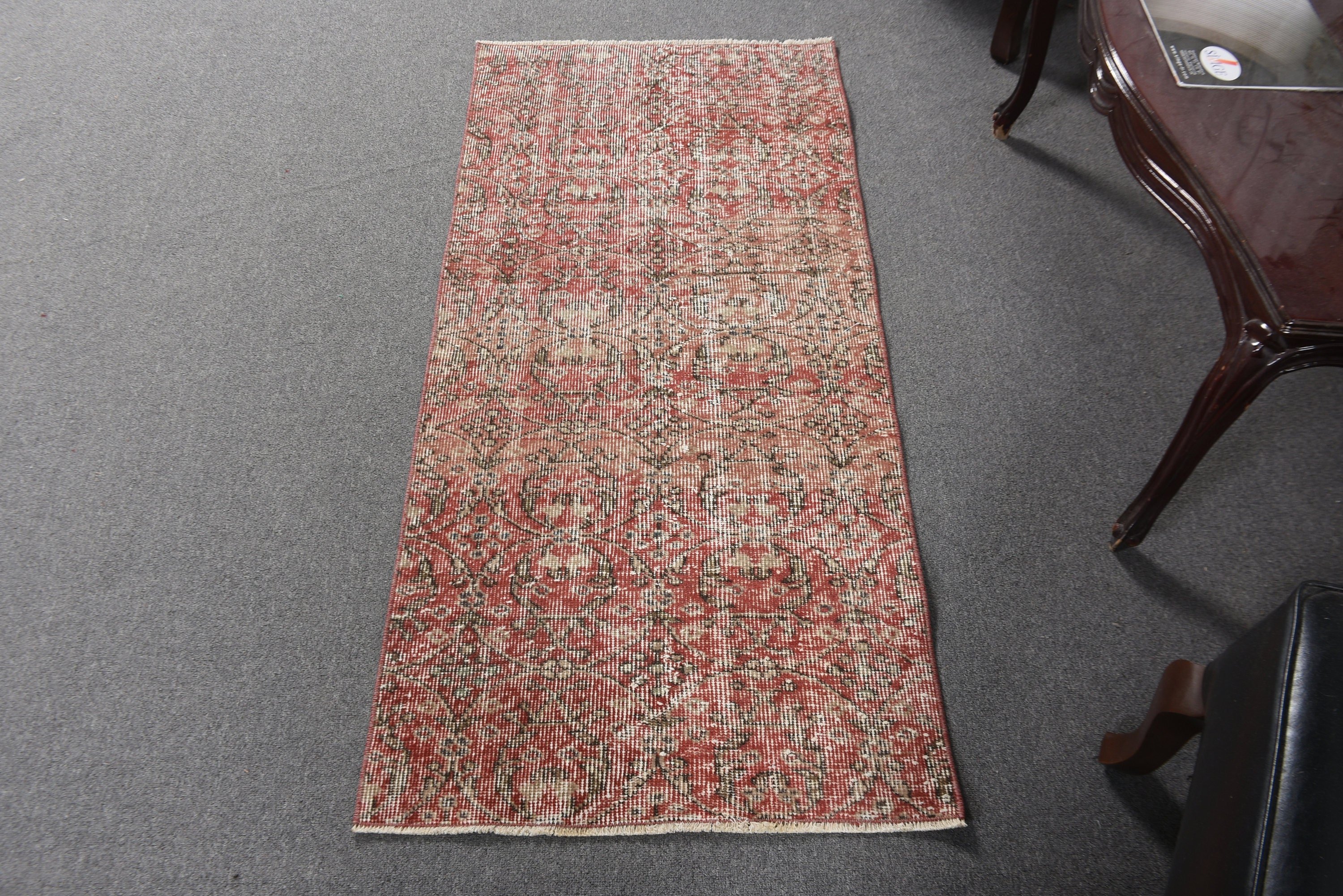 Kırmızı Geometrik Halılar, Mutfak Halısı, Giriş Halıları, Vintage Halı, Türk Halısı, Aztek Halısı, Çocuk Halısı, 2.2x4.7 ft Küçük Halı