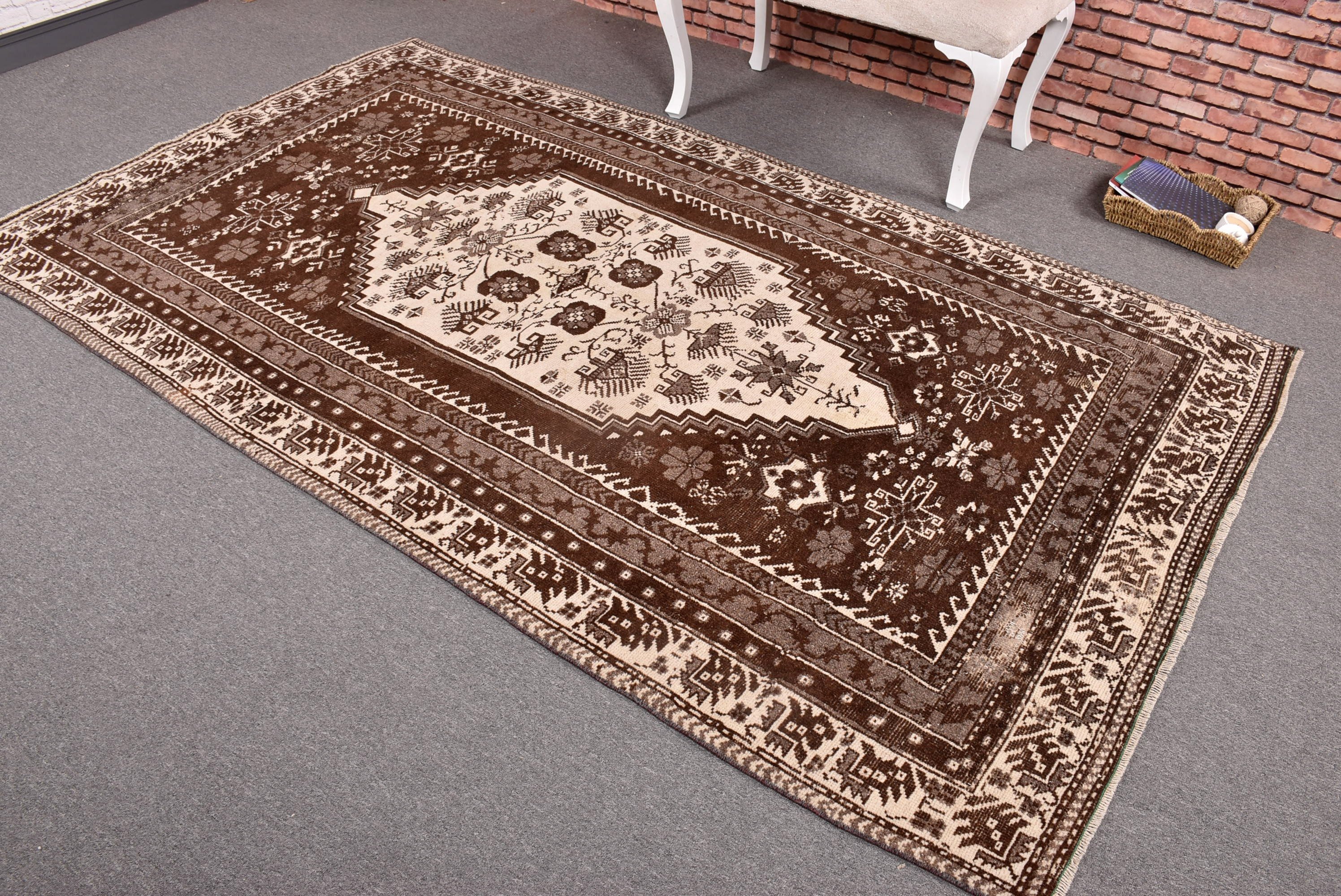 4,8x8,6 ft Büyük Halı, Oryantal Halılar, Büyük Oushak Halıları, Vintage Halılar, Modern Halı, Kahverengi Boho Halıları, Türk Halısı, Ofis Halıları, Salon Halıları