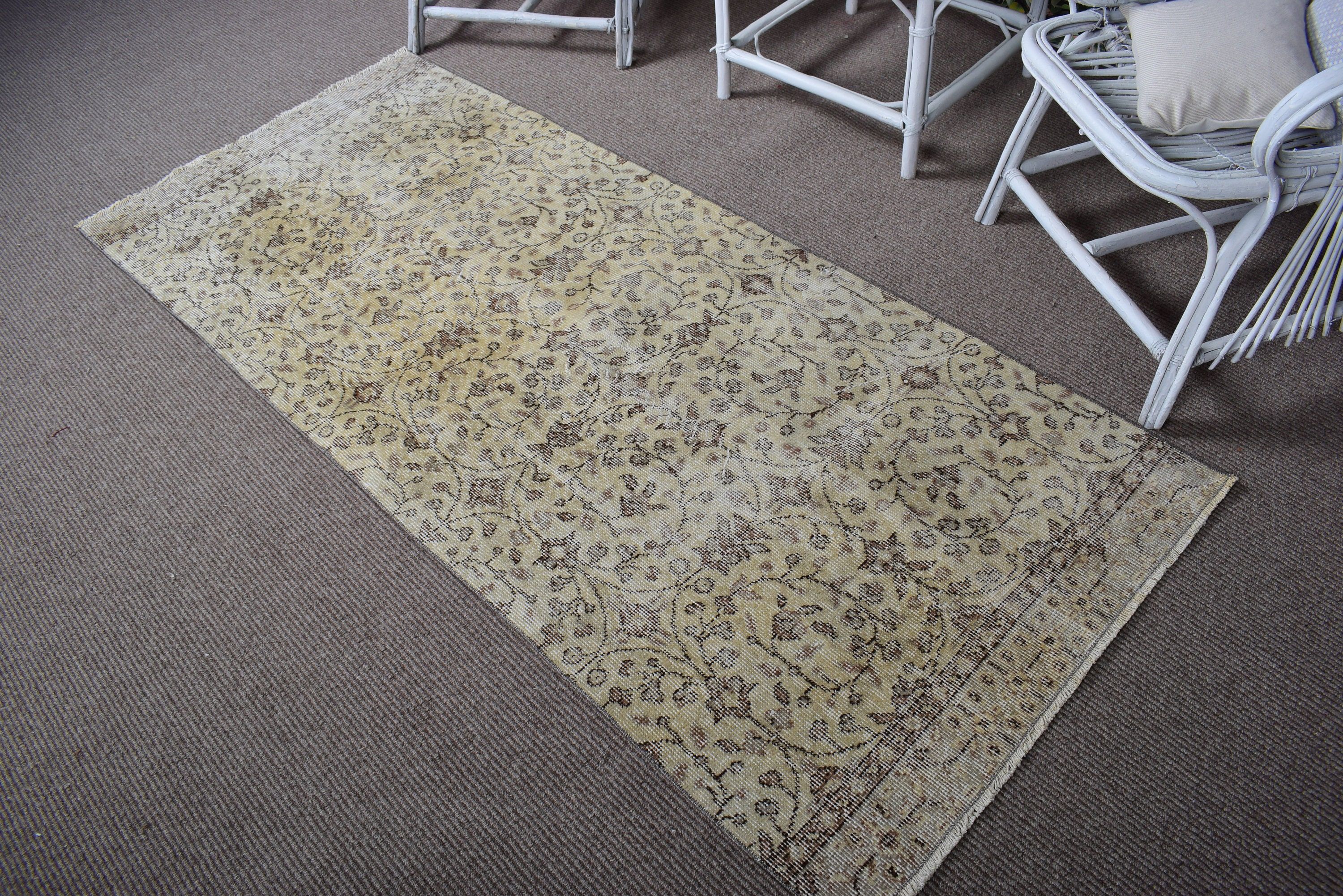 Vintage Rugs, Turkish Rug, Vintage Accent Rugs, Beige Flatweave Rugs, Rugs for Decorative, Wool Rug, Oriental Rugs, 2.8x6.6 ft Accent Rug