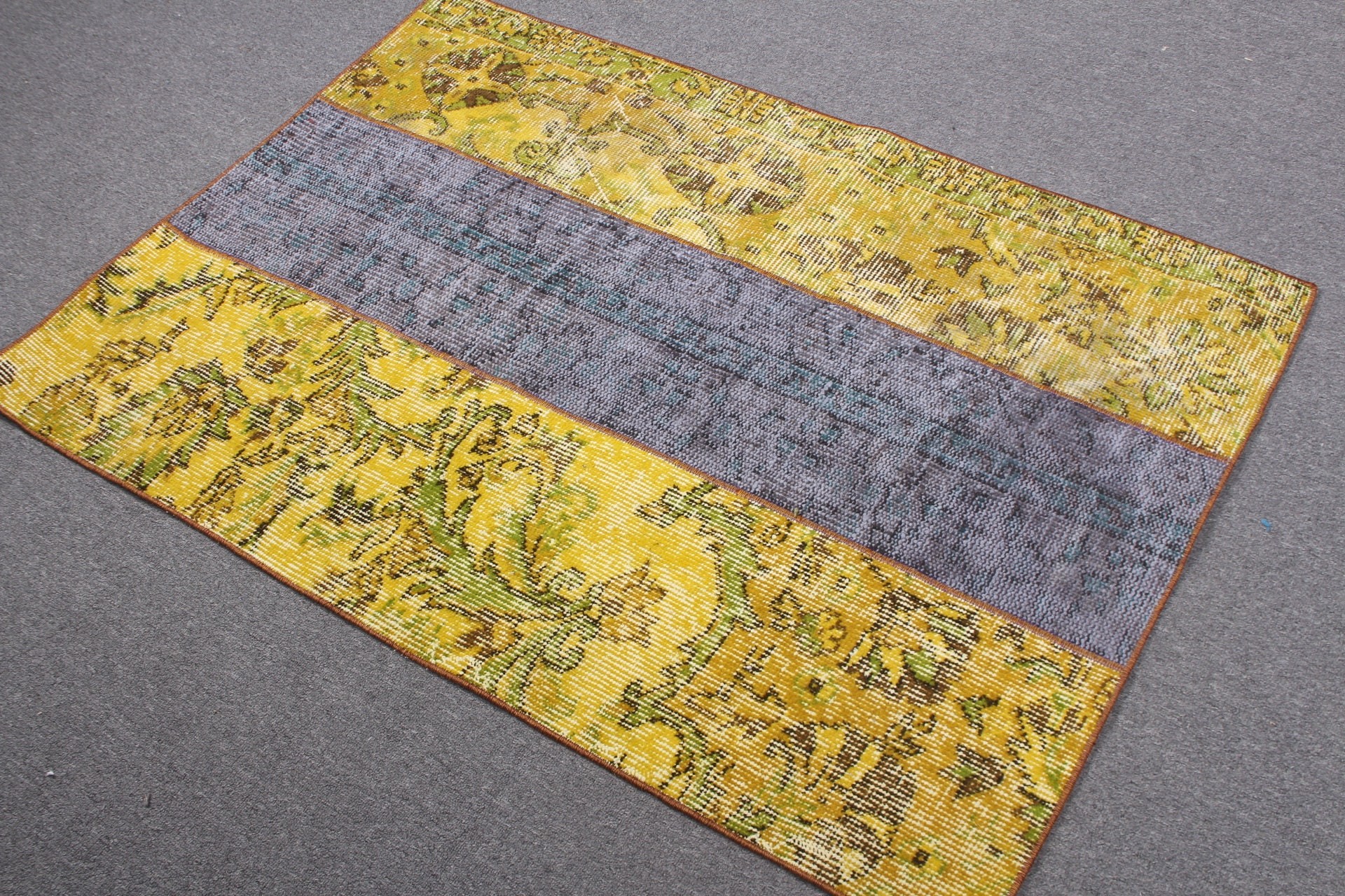 3x4.1 ft Small Rugs, Wall Hanging Rug, Kitchen Rugs, Bathroom Rugs, Pastel Rugs, Yellow Oushak Rug, Vintage Rug, Turkish Rugs