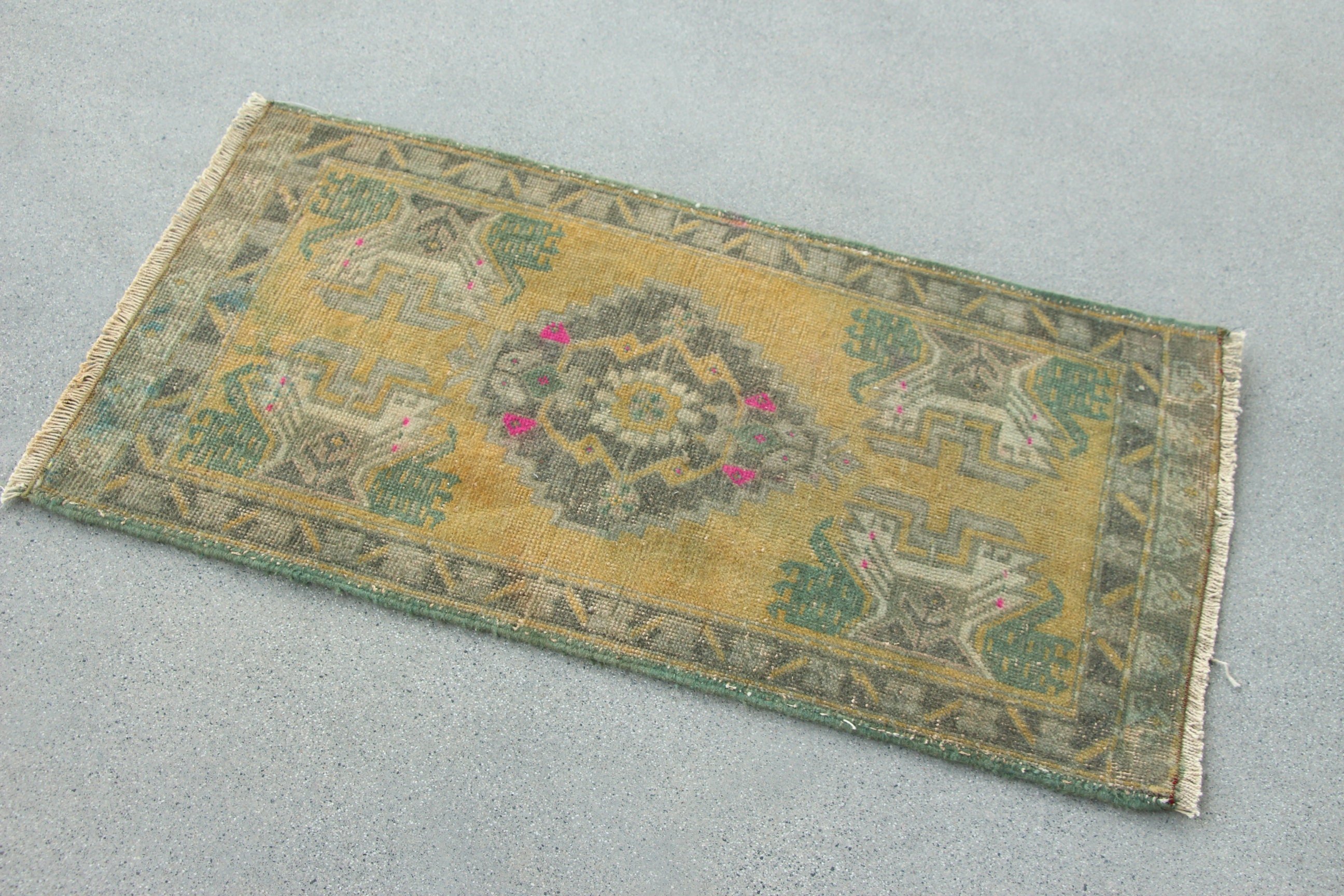 Cool Rug, Turkish Rug, Bedroom Rugs, Kitchen Rug, Rugs for Bathroom, 1.7x3.1 ft Small Rugs, Wool Rugs, Vintage Rug, Green Cool Rug