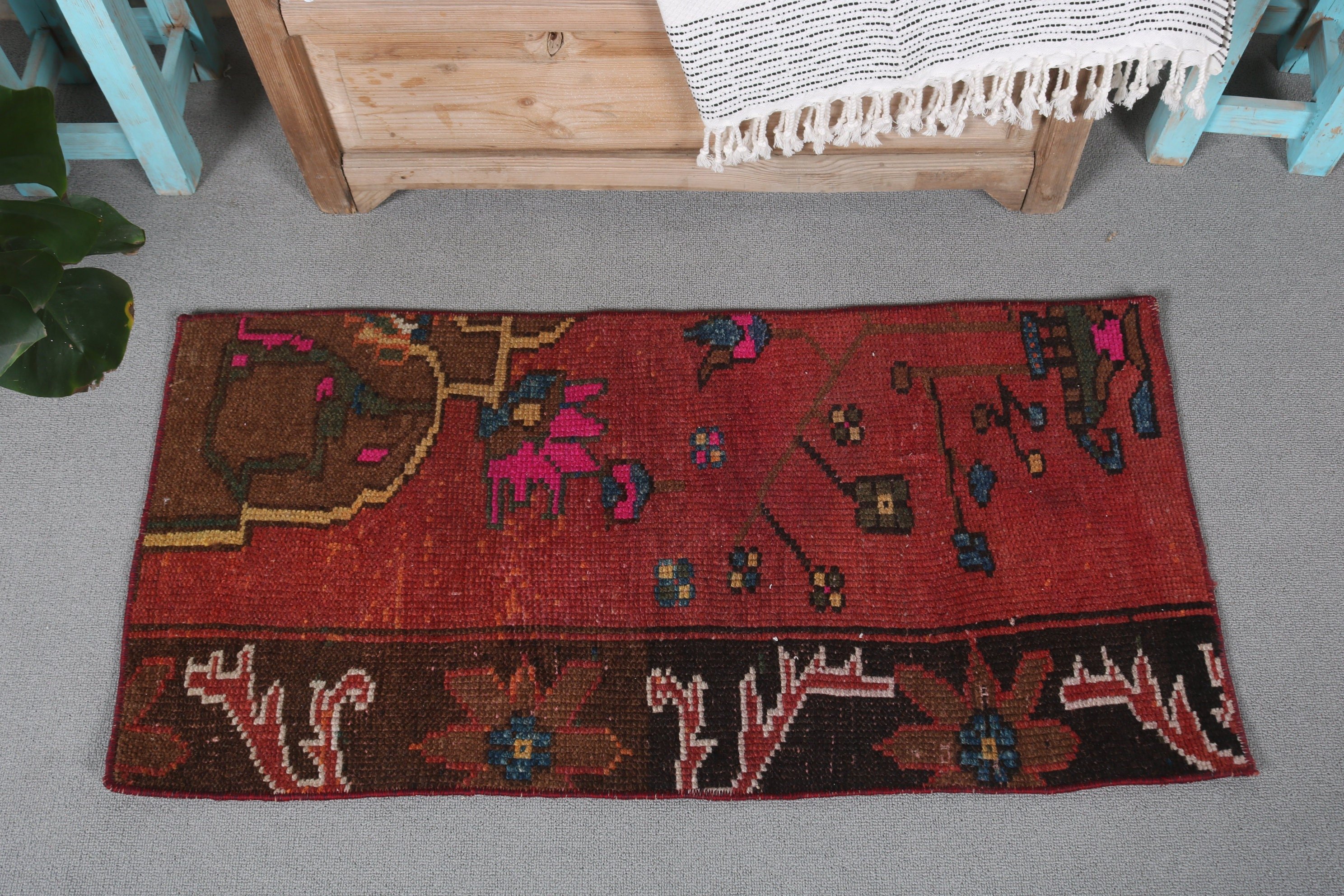 Bedroom Rug, Wall Hanging Rug, Oriental Rug, 1.7x2.9 ft Small Rug, Black Home Decor Rugs, Vintage Rug, Rugs for Car Mat, Turkish Rug