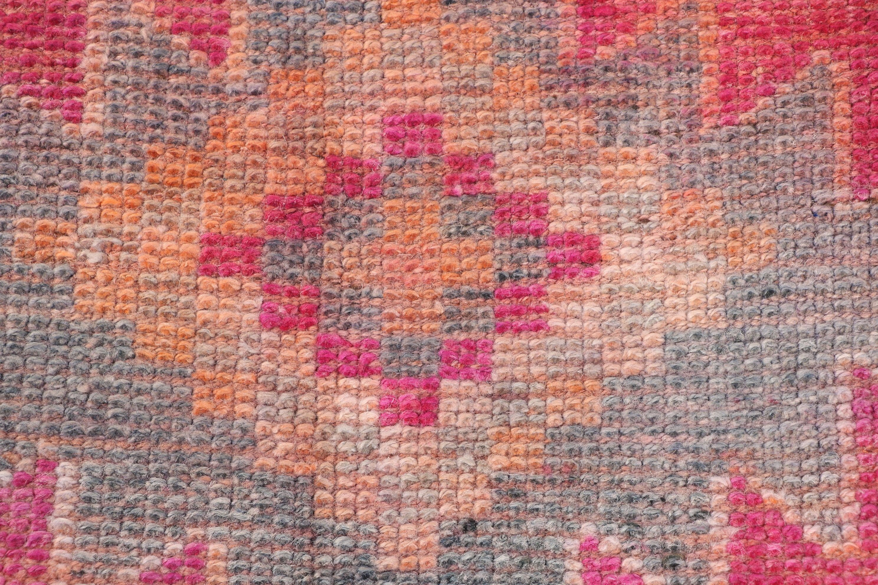 Vintage Rug, Modern Rugs, Stair Rug, Hallway Rugs, Pink  2.8x12.9 ft Runner Rugs, Turkish Rug, Aztec Rug, Oushak Rugs