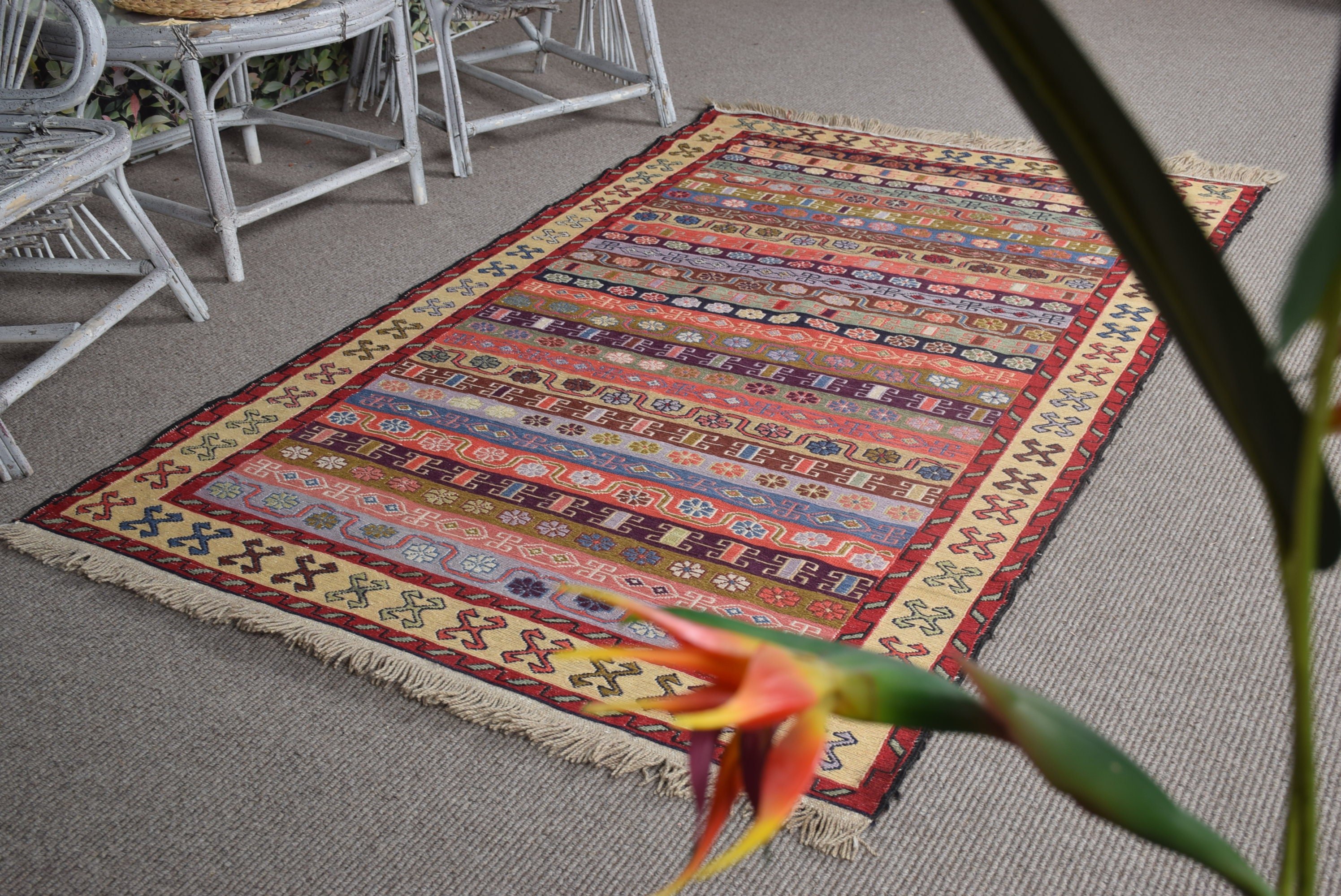 Anatolian Rug, Wool Rug, Kilim, Turkish Rug, 4x6.6 ft Area Rug, Red Home Decor Rugs, Indoor Rugs, Rugs for Bedroom, Floor Rug, Vintage Rug