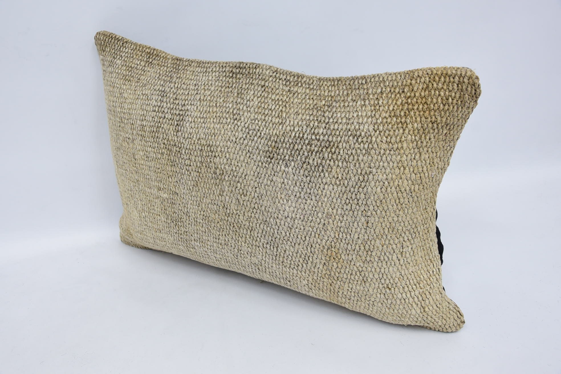 Crochet Pattern Cushion Case, Kilim Cushion Sham, Oriental Pillow, Boho Pillow, 16"x24" Beige Pillow, Ethnical Kilim Rug Pillow