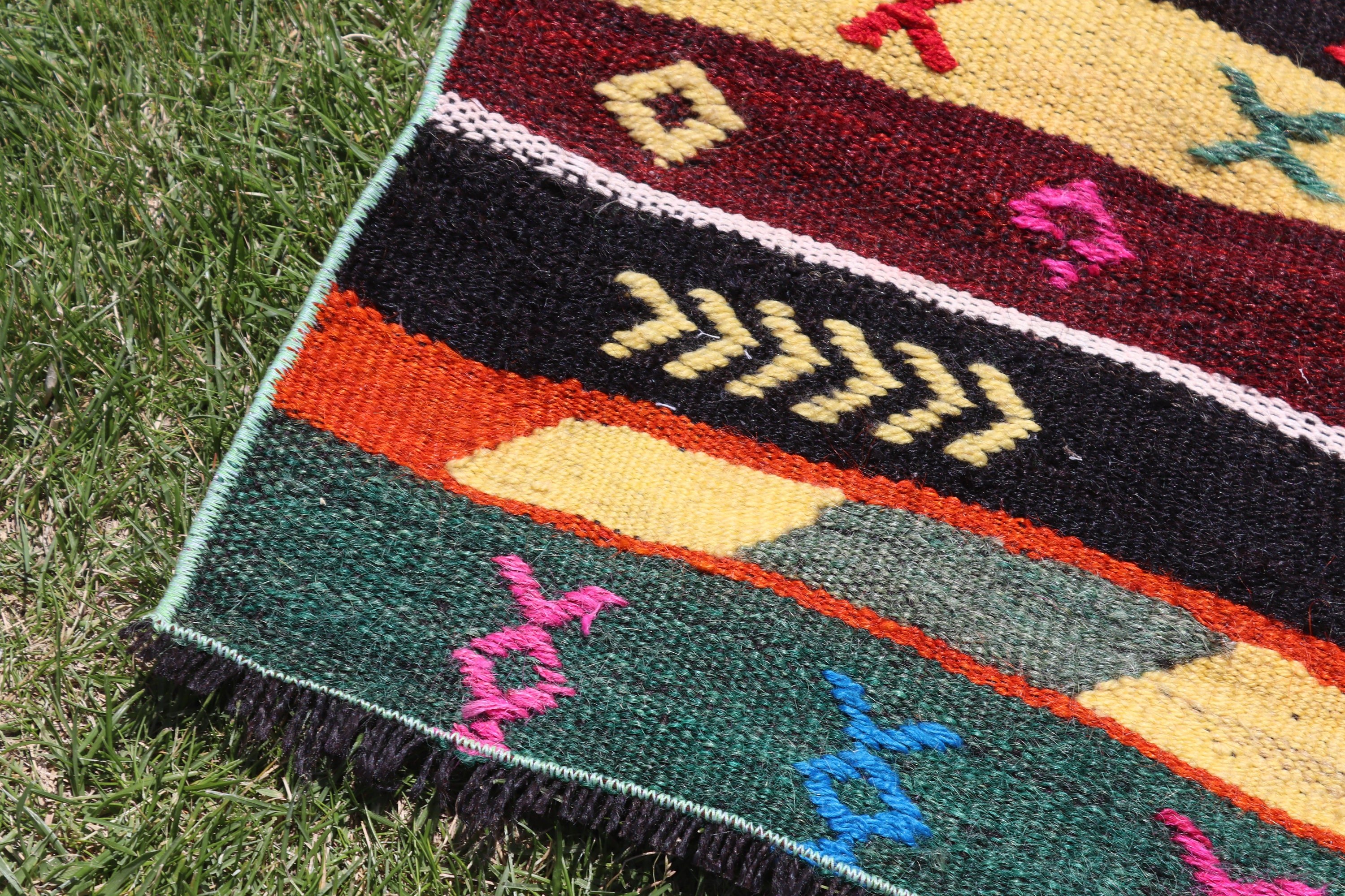 1.7x2.3 ft Small Rug, Turkish Rug, Entry Rug, Kitchen Rugs, Home Decor Rug, Rainbow Geometric Rug, Kilim, Vintage Rugs, Anatolian Rug