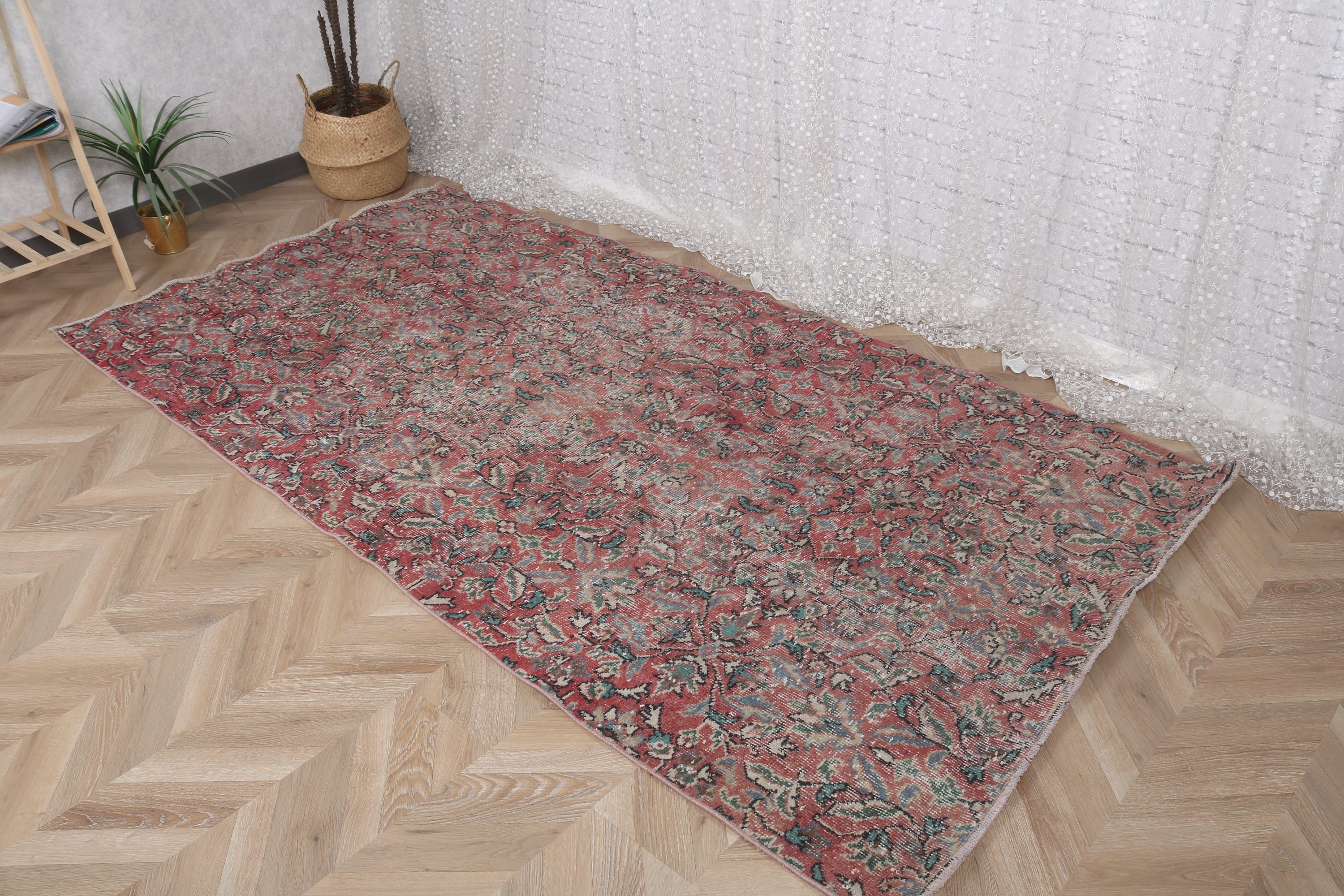 Kırmızı 4,2x8,2 ft Alan Halıları, Oturma Odası Halıları, Türk Halıları, Oryantal Halılar, Boho Halıları, Alan Halıları, Yer Halısı, Vintage Halılar