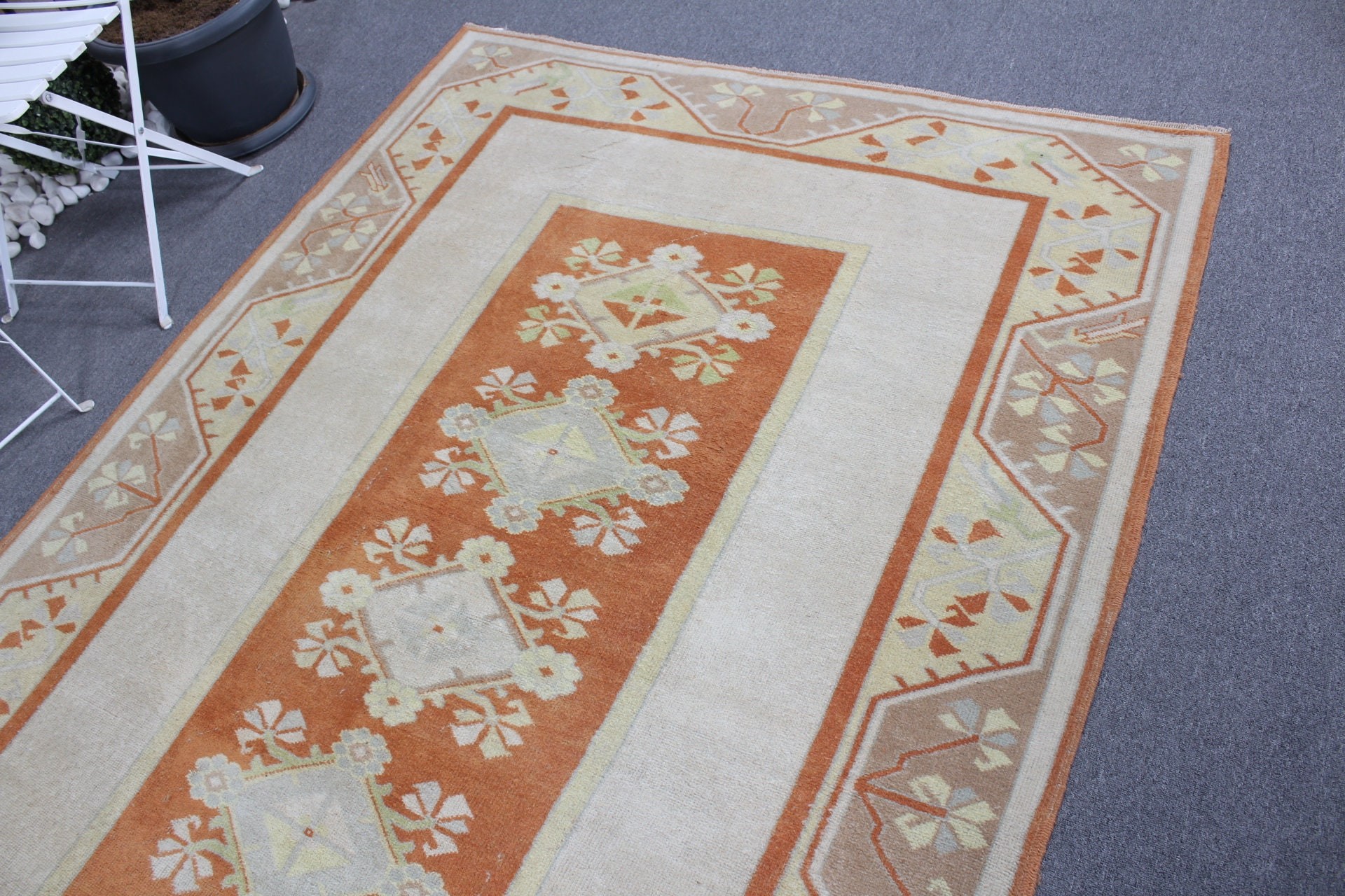 Home Decor Rugs, Turkish Rugs, Beige Antique Rug, Salon Rug, 5.2x8.2 ft Large Rug, Retro Rug, Bedroom Rug, Vintage Rugs, Dining Room Rug