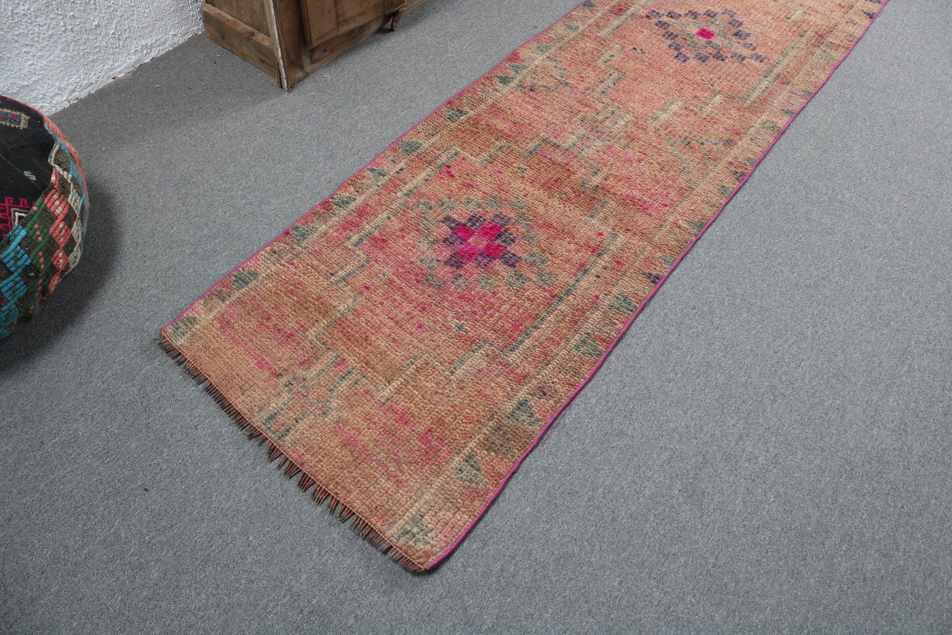 Turkish Rug, Orange Luxury Rug, Moroccan Rugs, Corridor Rugs, Kitchen Rug, Aztec Rug, Vintage Rugs, Handwoven Rug, 2.4x10 ft Runner Rugs