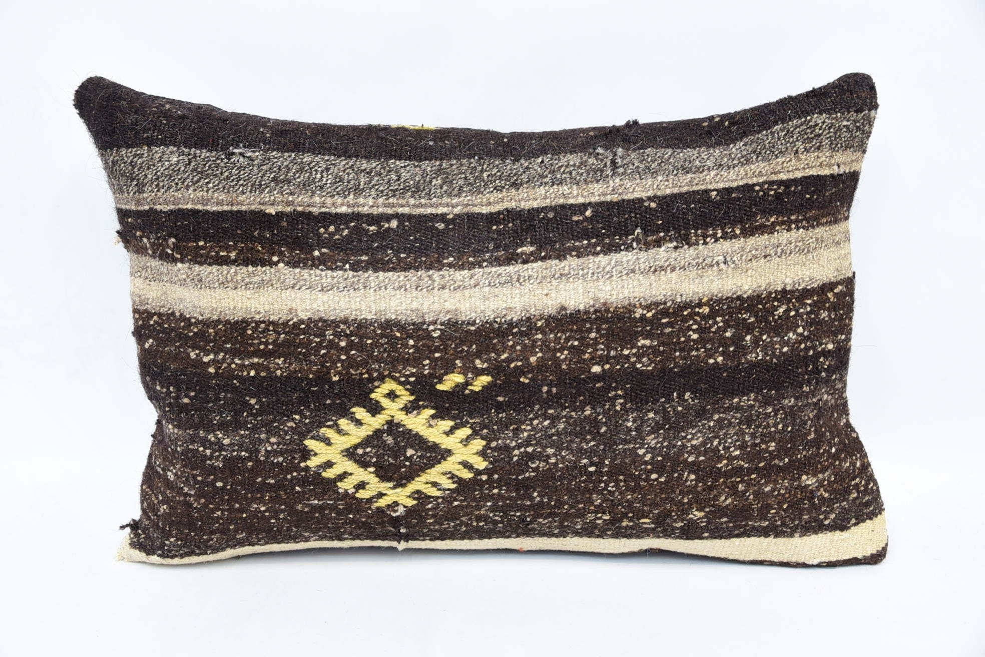 16"x24" Brown Cushion Cover, Farmhouse Cushion, Throw Kilim Pillow, Kilim Pillow, Antique Pillows, Traditional Cushion Case