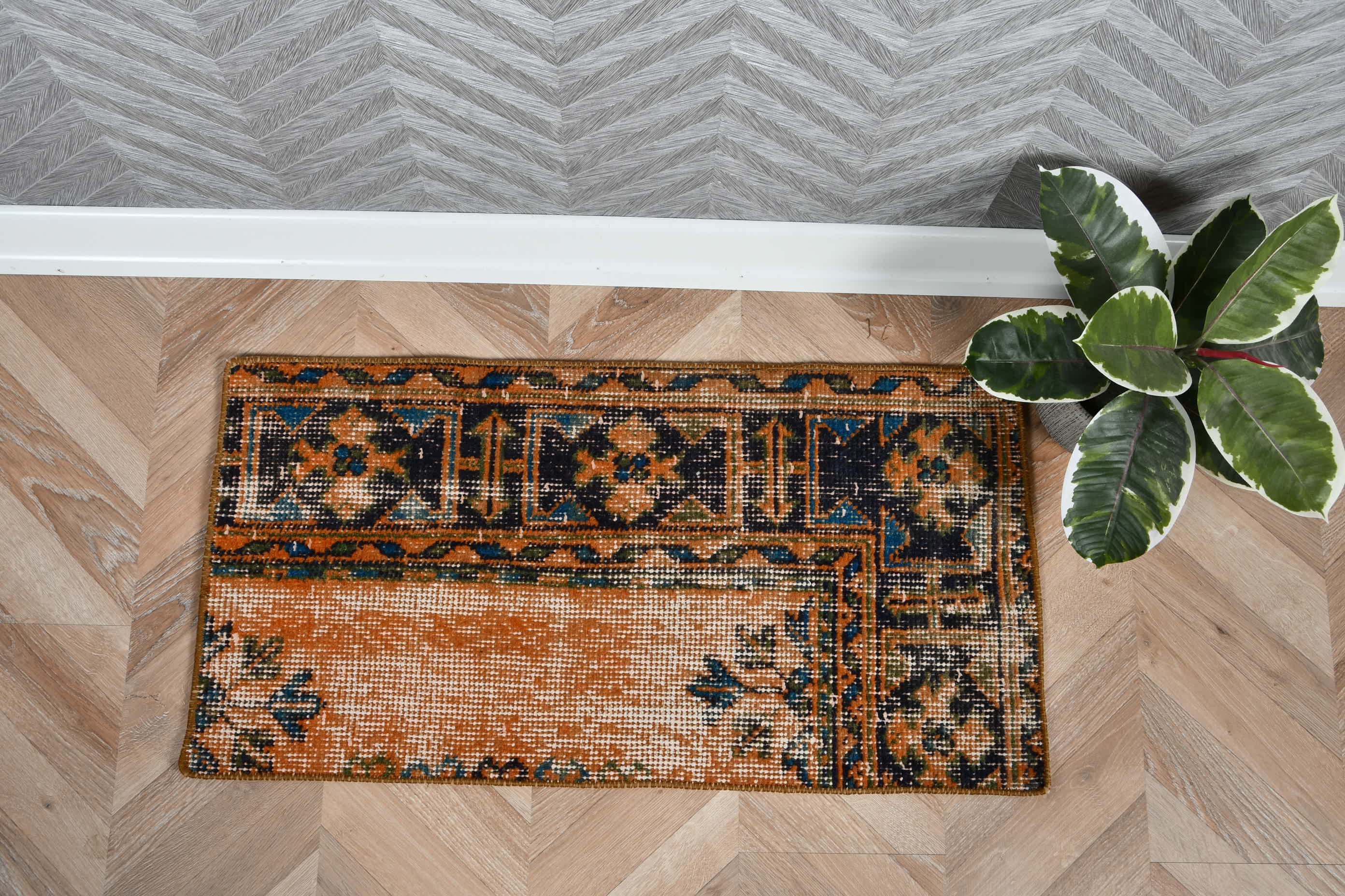 Custom Rug, Kitchen Rug, Orange Moroccan Rugs, Turkish Rugs, Vintage Rugs, Bathroom Rug, Car Mat Rug, 1.3x2.6 ft Small Rugs