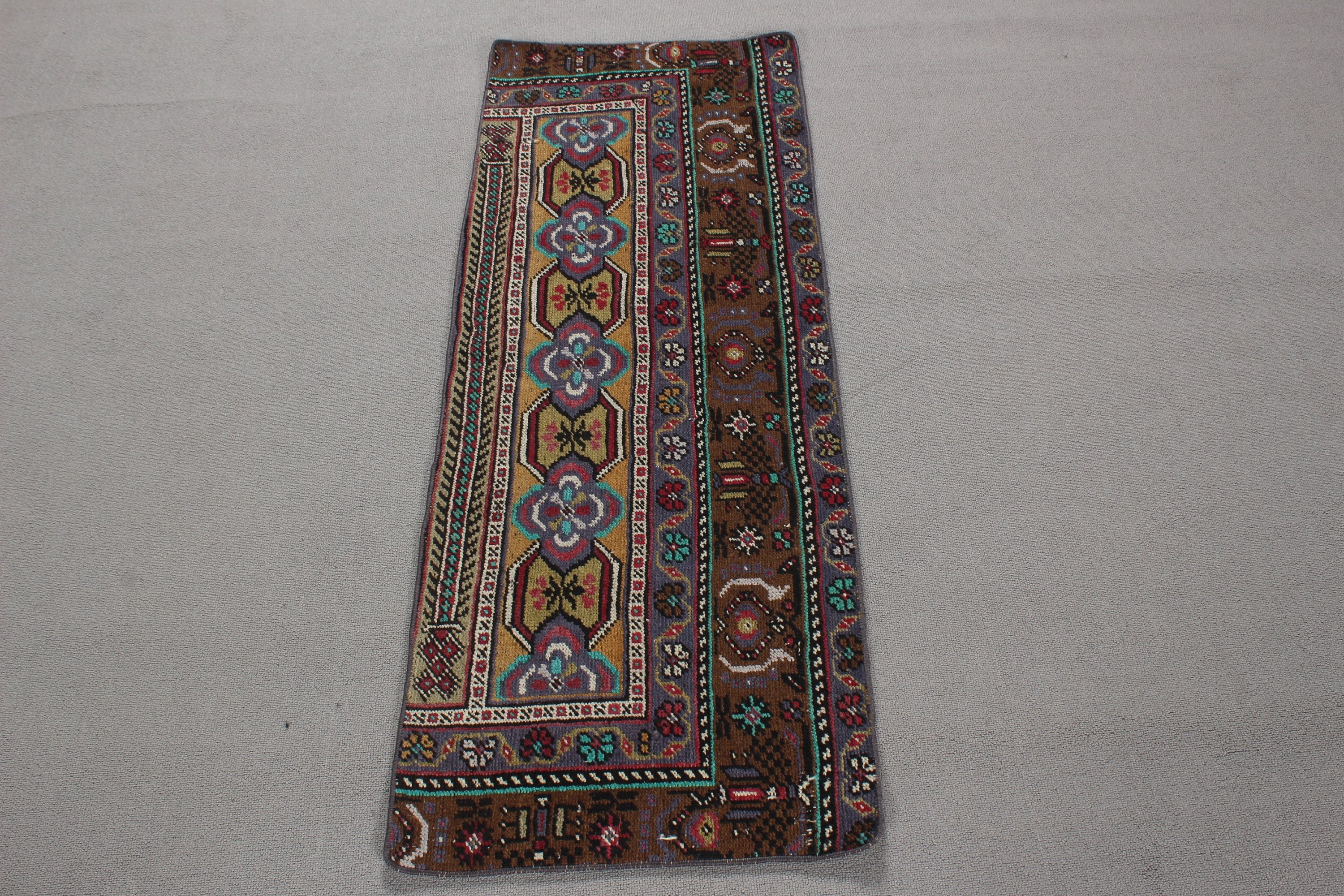 Vintage Halılar, 1.6x4.4 ft Küçük Halı, El Dokuma Halı, Küçük Alan Halısı, Sarı Yatak Odası Halısı, Türk Halıları, Küçük Vintage Halılar, Boho Halıları