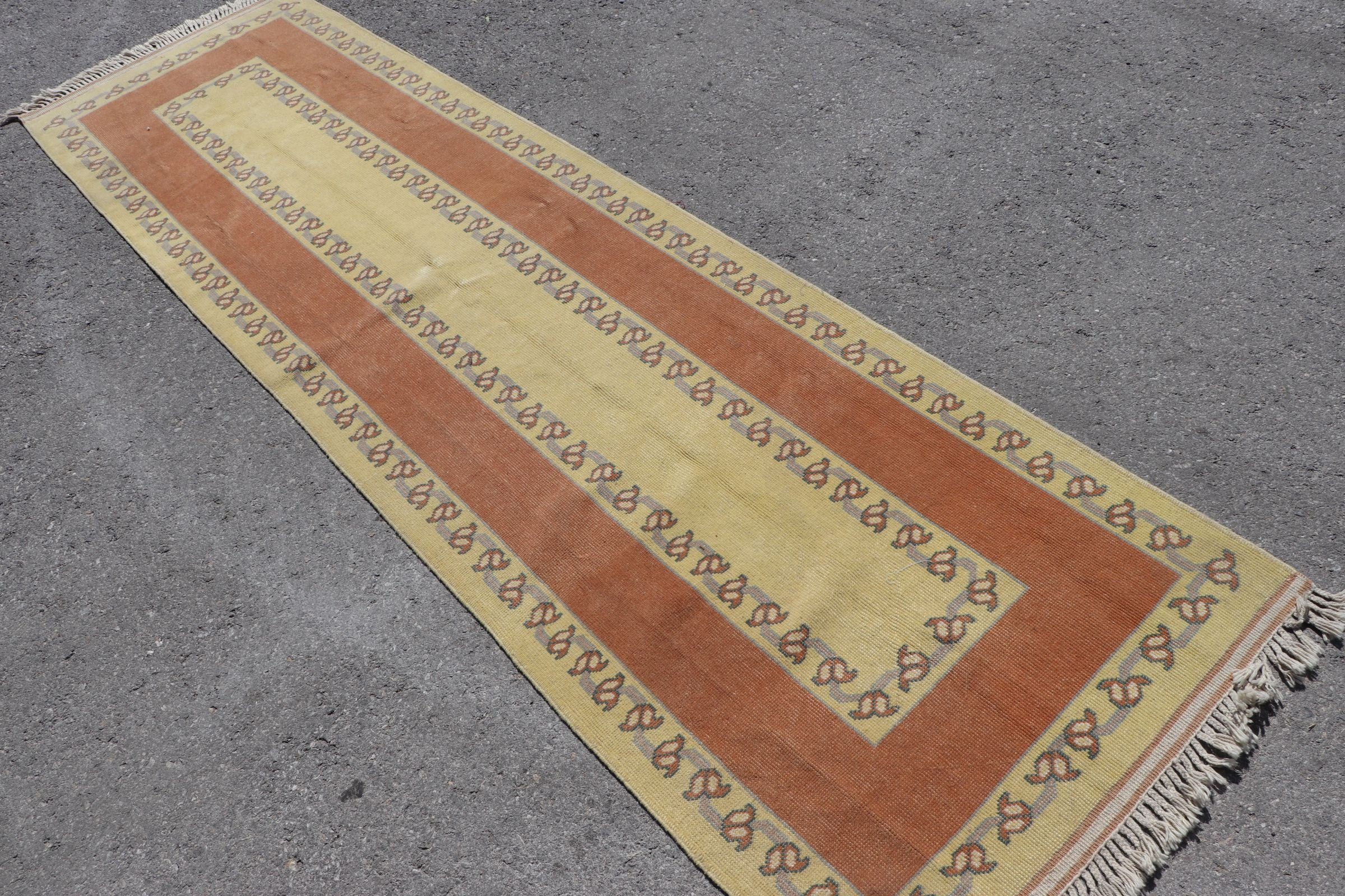 Orange Home Decor Rug, Kitchen Rugs, Turkish Rug, Moroccan Rug, Vintage Rugs, 2.7x9.6 ft Runner Rug, Corridor Rug, Anatolian Rug, Cute Rug