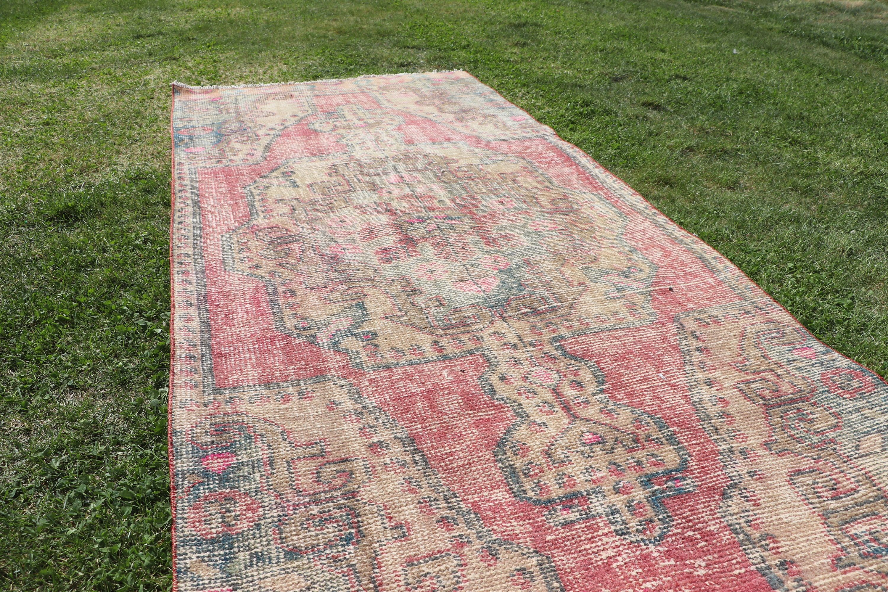 Turkish Rug, Aztec Rugs, Vintage Rugs, Living Room Rug, Boho Rugs, Floor Rugs, Red Moroccan Rugs, 3.3x7.6 ft Area Rug, Dining Room Rug