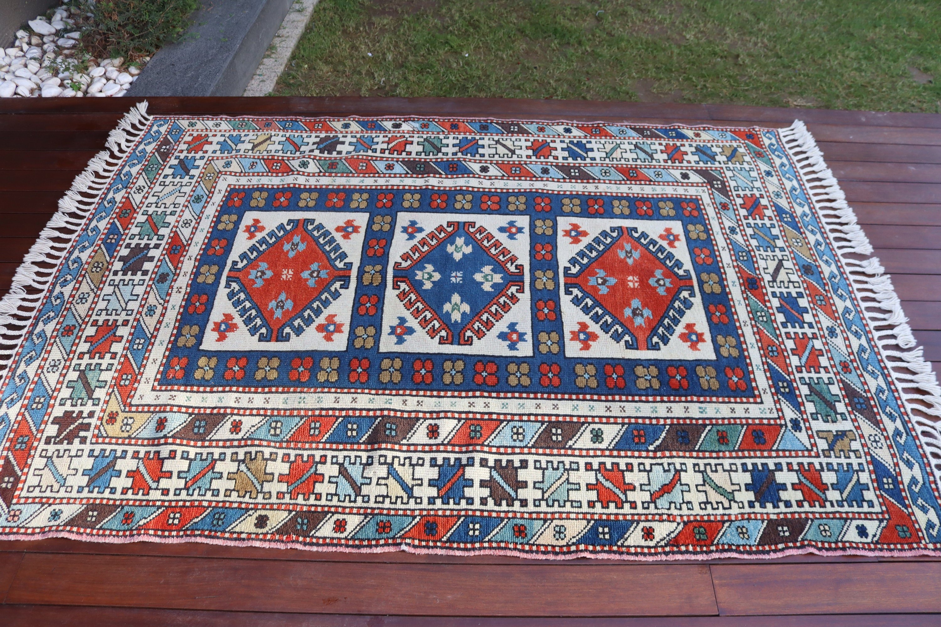 Yemek Odası Halıları, Soğuk Halı, Türk Halısı, Vintage Halılar, Boho Bölge Halıları, Bej Yün Halı, Bohem Halılar, 4,4x6,2 ft Alan Halıları, El Dokuma Halı