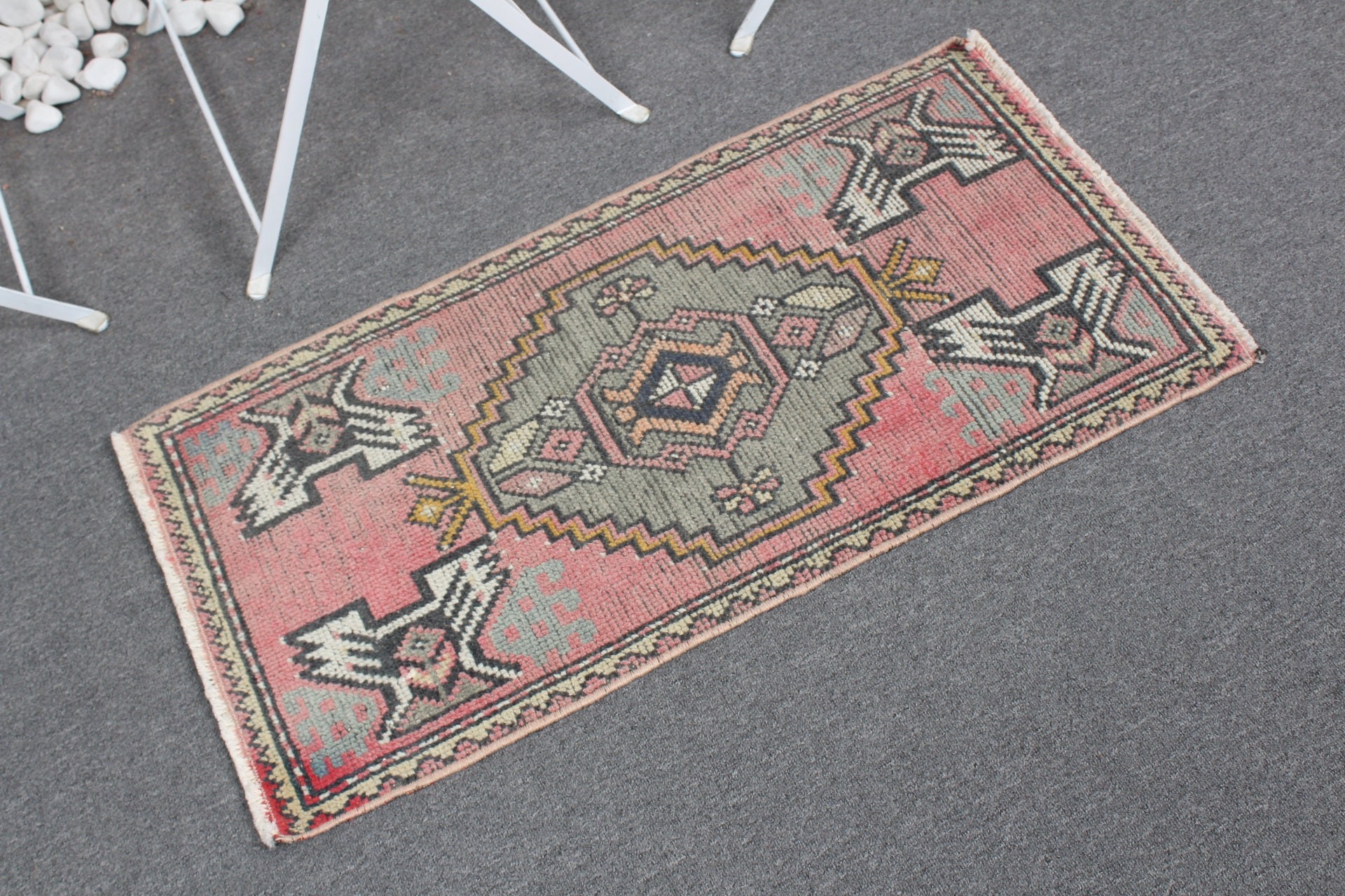 Bath Rug, Cool Rug, Home Decor Rug, Old Rug, Car Mat Rugs, Rugs for Door Mat, Pink Wool Rug, Turkish Rug, 1.6x3.1 ft Small Rug, Vintage Rug