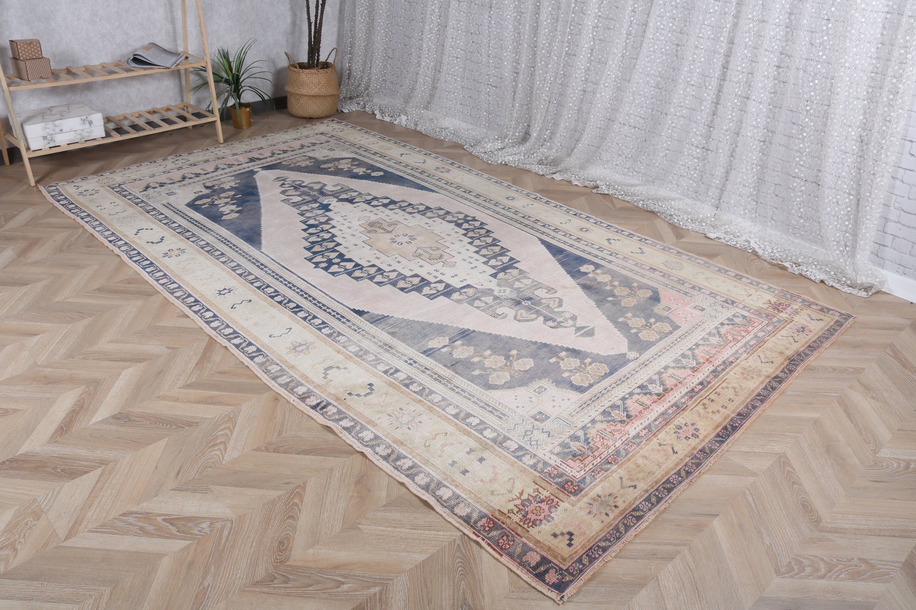 Cool Rugs, Statement Rug, Turkish Rug, Floor Rug, Vintage Rugs, Large Oushak Rug, 5.7x10.3 ft Large Rug, White Oushak Rugs, Large Boho Rugs