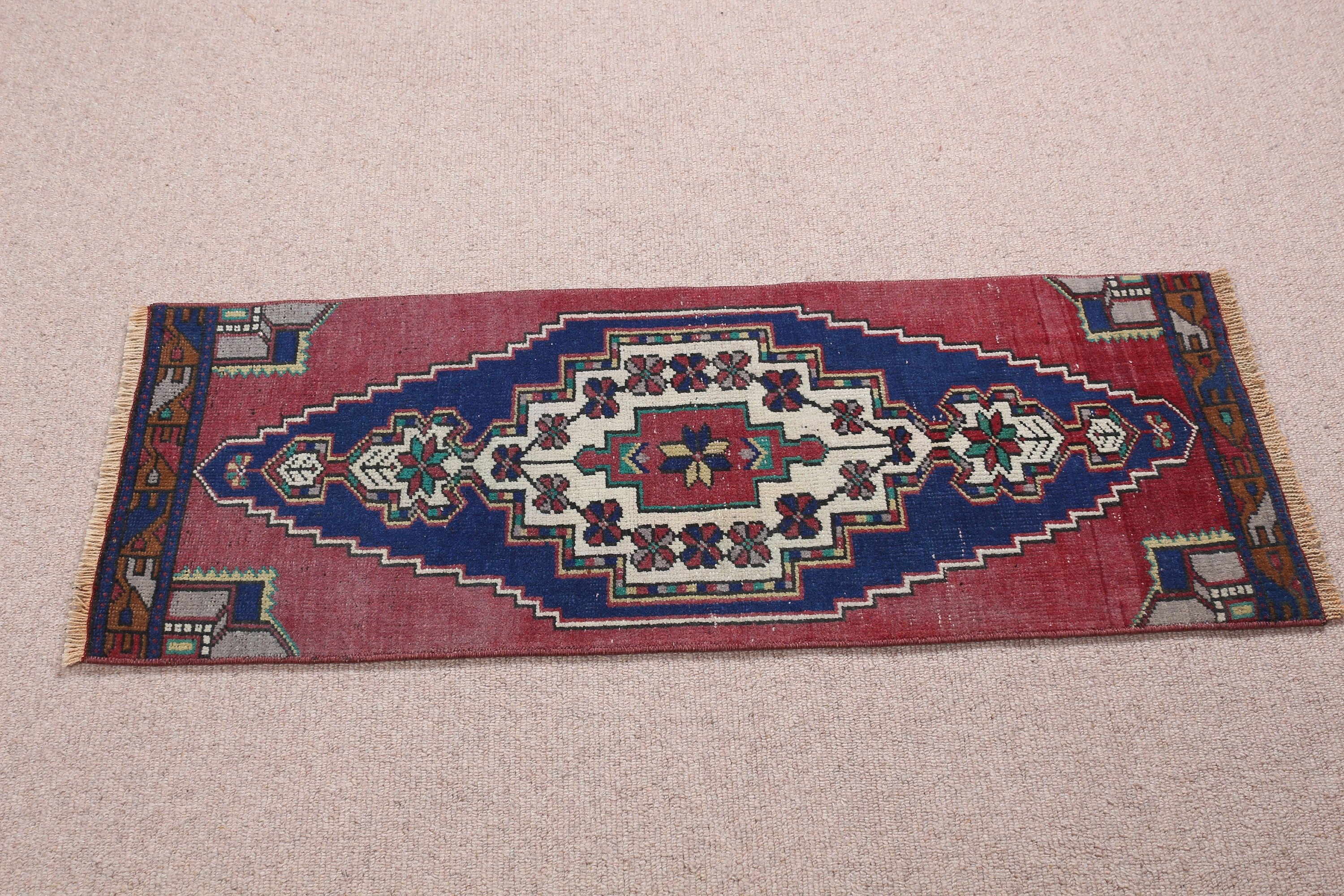 Turkish Rugs, Bedroom Rugs, Rugs for Nursery, Eclectic Rug, Nursery Rug, Blue  1.2x3.2 ft Small Rug, Floor Rug, Vintage Rugs