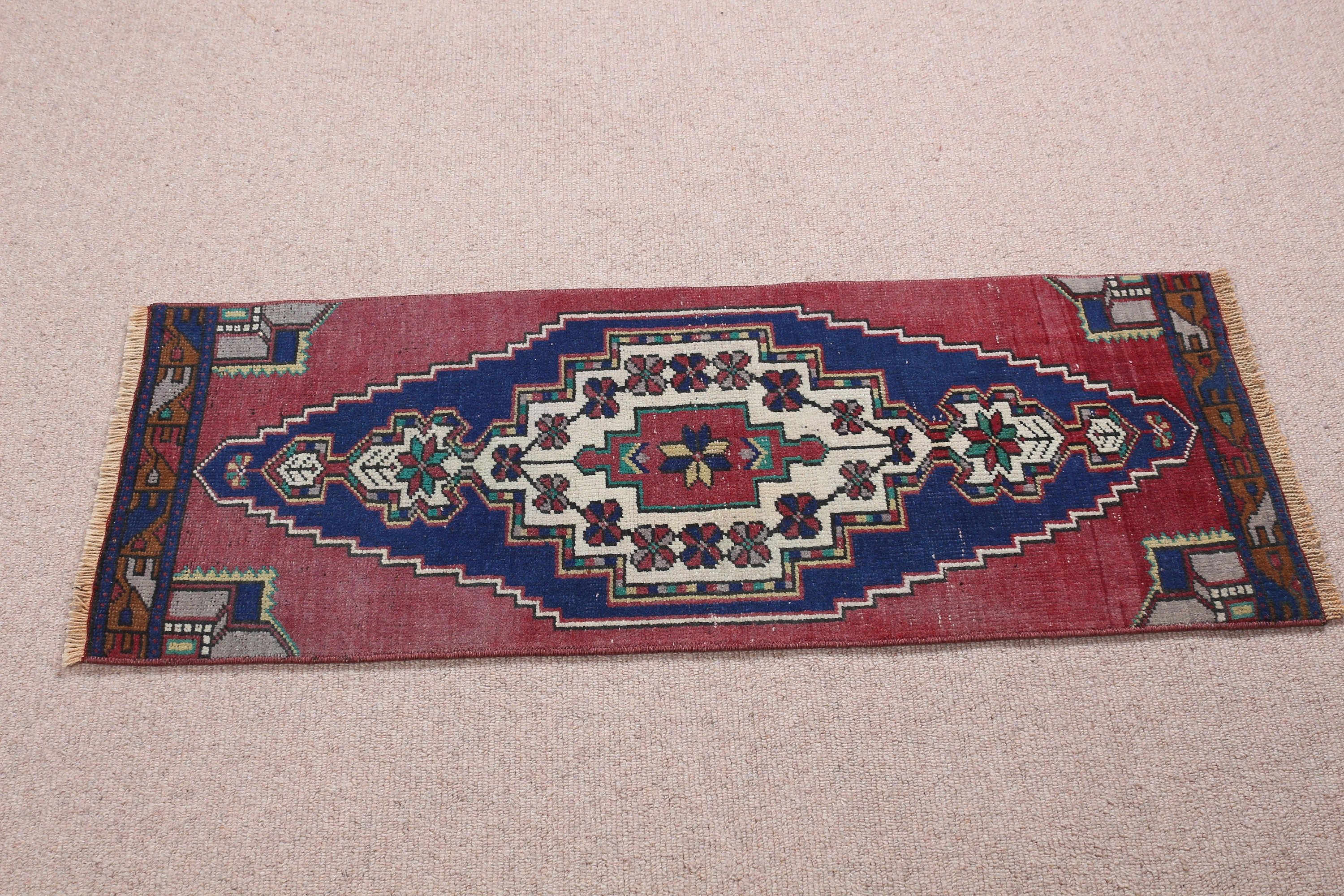 Türk Halıları, Yatak Odası Halıları, Çocuk Odası Halıları, Eklektik Halı, Çocuk Odası Halısı, Mavi 1.2x3.2 ft Küçük Halı, Yer Halısı, Vintage Halılar