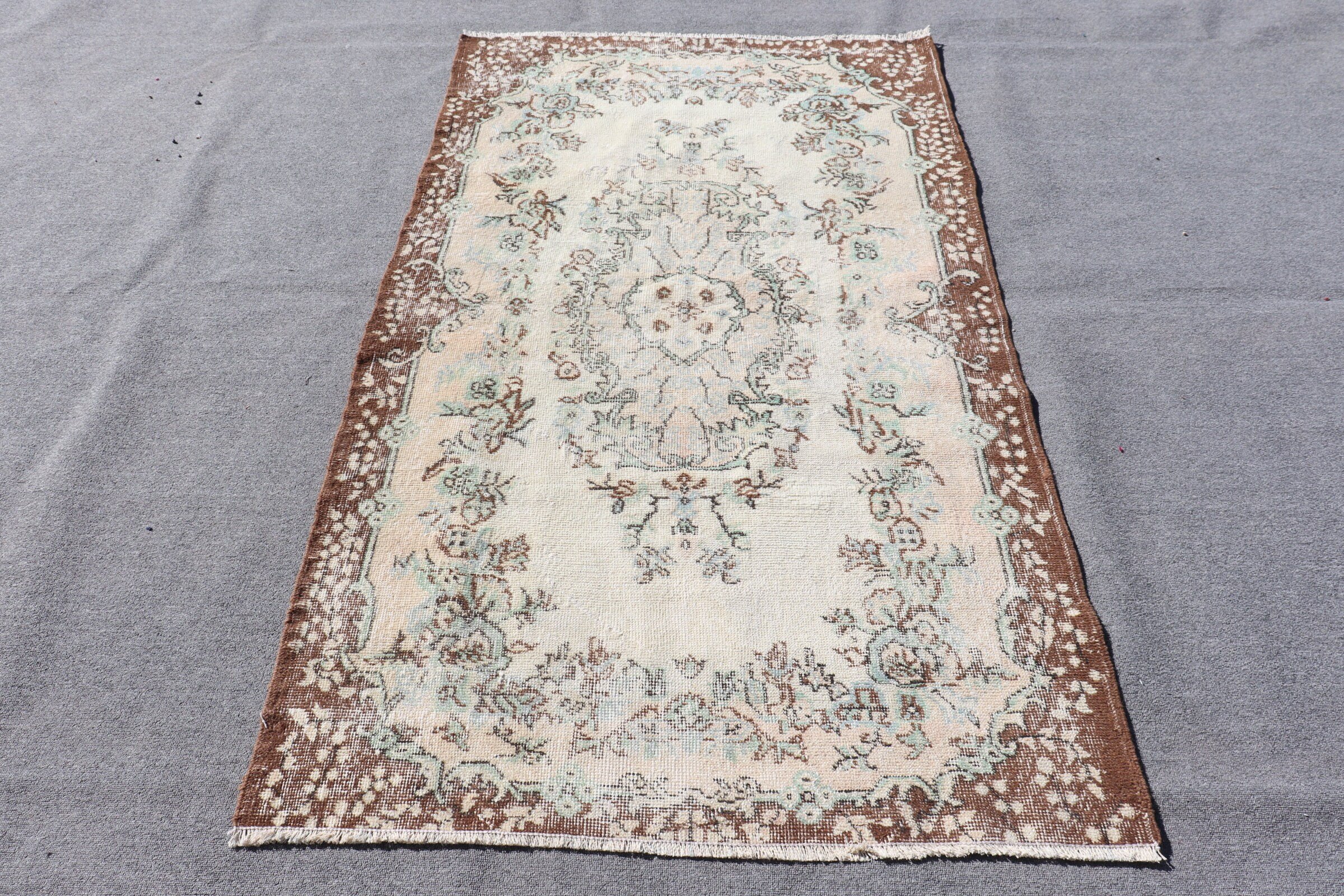 Living Room Rug, Turkish Rug, Aztec Rug, Indoor Rug, Antique Rug, Vintage Rugs, 3.7x6.6 ft Area Rugs, Beige Kitchen Rug, Kitchen Rug