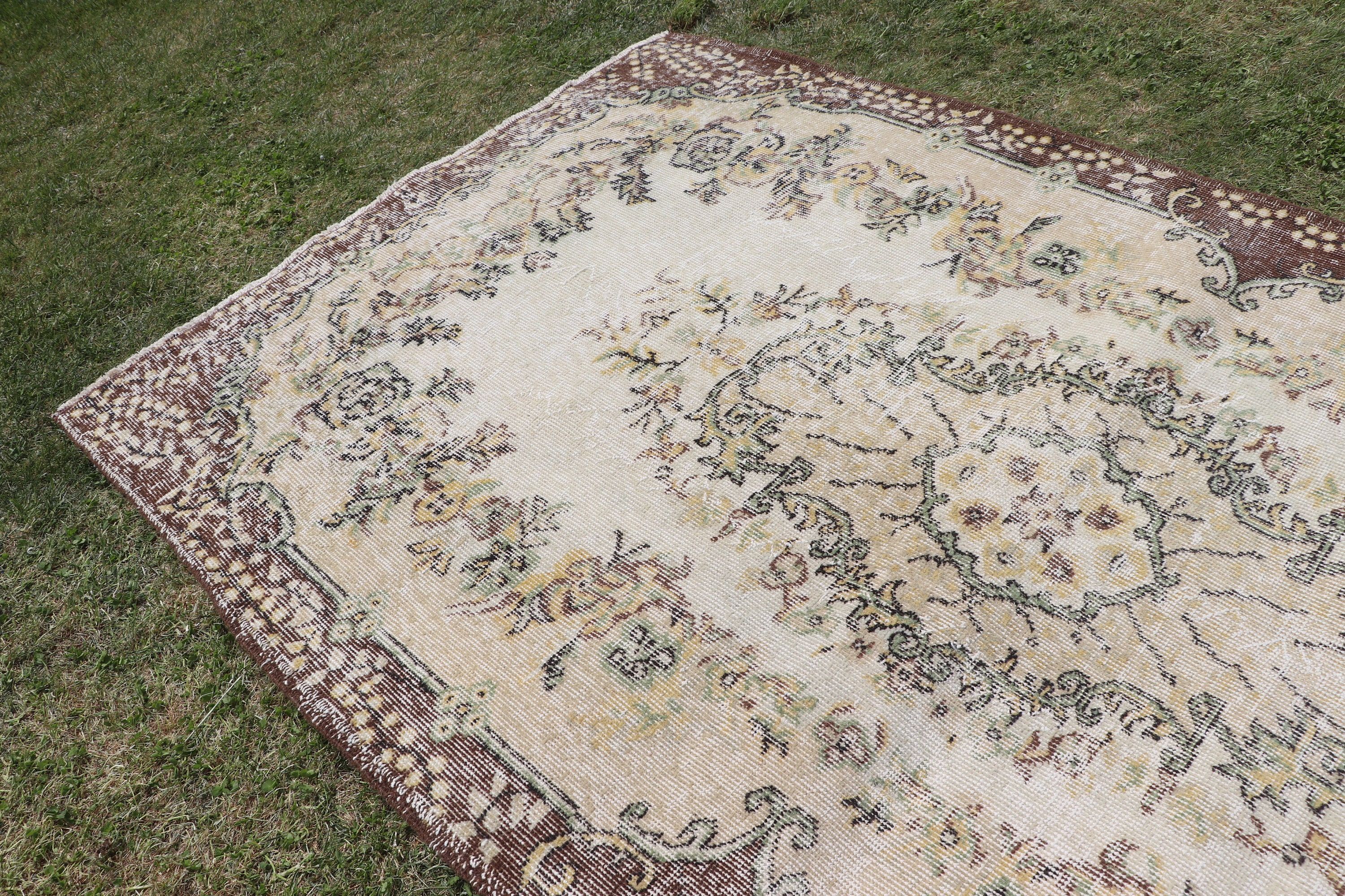 Flatweave Rug, Rugs for Floor, Nursery Rugs, Boho Rugs, Yellow Handwoven Rug, Turkish Rug, 3.9x6.9 ft Area Rugs, Vintage Rugs, Aztec Rugs