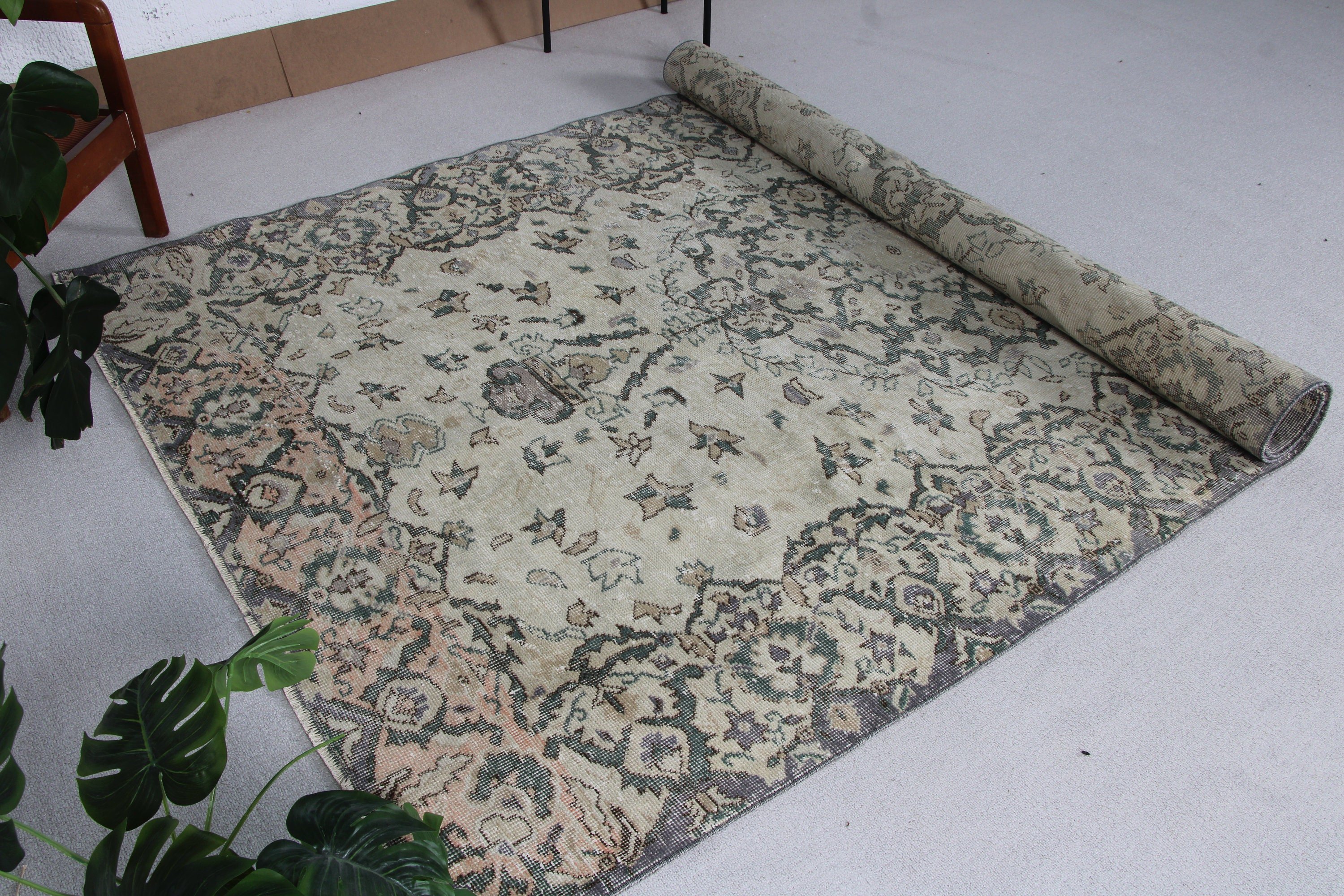 5.8x9.5 ft Büyük Halılar, Bej Bildirimi Halı, Büyük Vintage Halılar, Aztek Halıları, Lüks Halı, Antika Halı, Türk Halısı, Vintage Halı, Yatak Odası Halısı