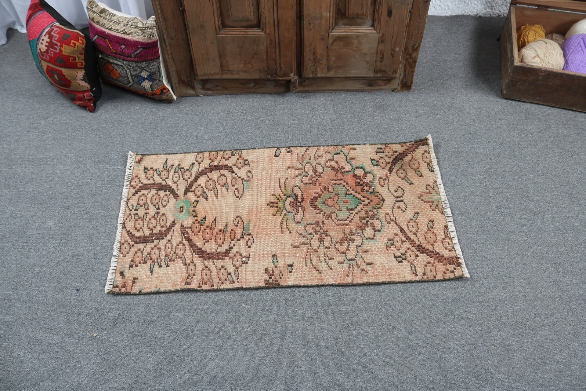 Türk Halısı, Boho Halısı, 1.6x3.1 ft Küçük Halılar, Kahverengi Düz Dokuma Halı, Vintage Halı, Banyo Halıları, Yer Halısı, Küçük Alan Halıları