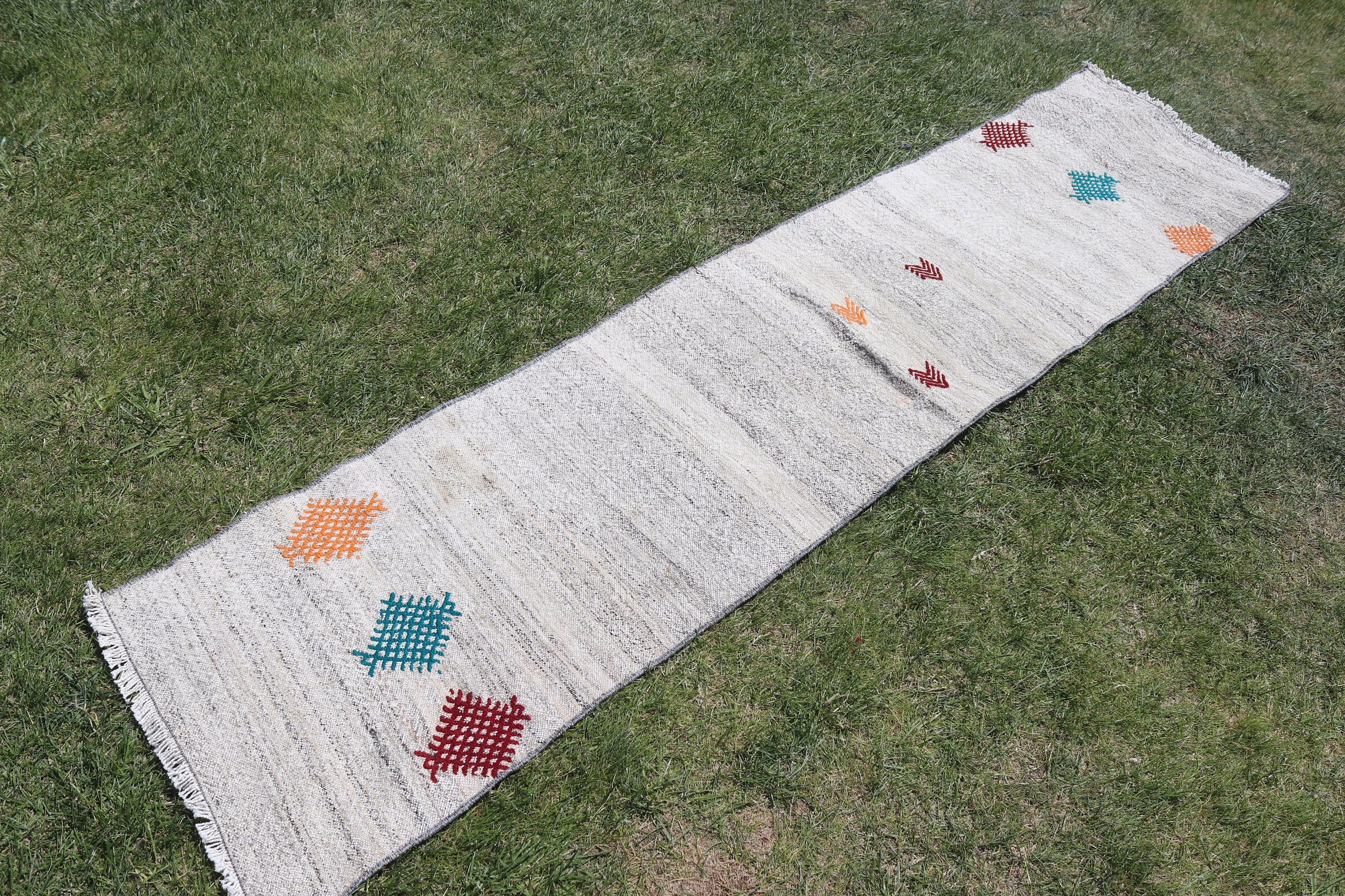 Kilim, Vintage Runner Halı, 1.6x7.2 ft Runner Halılar, Vintage Halılar, Bej Boho Halılar, Mutfak Halısı, El Dokuma Halı, Koridor Halısı, Türk Halıları