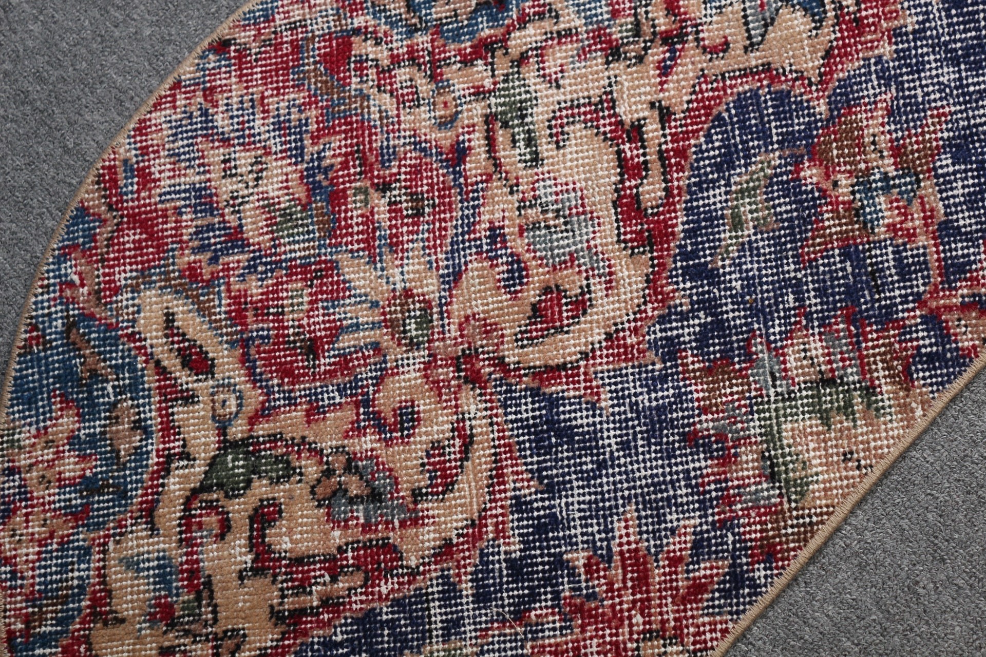 Vintage Rug, Turkish Rug, Kitchen Rugs, Oushak Rug, Blue Oriental Rug, Car Mat Rugs, Handwoven Rug, Anatolian Rug, 2.5x1.5 ft Small Rugs