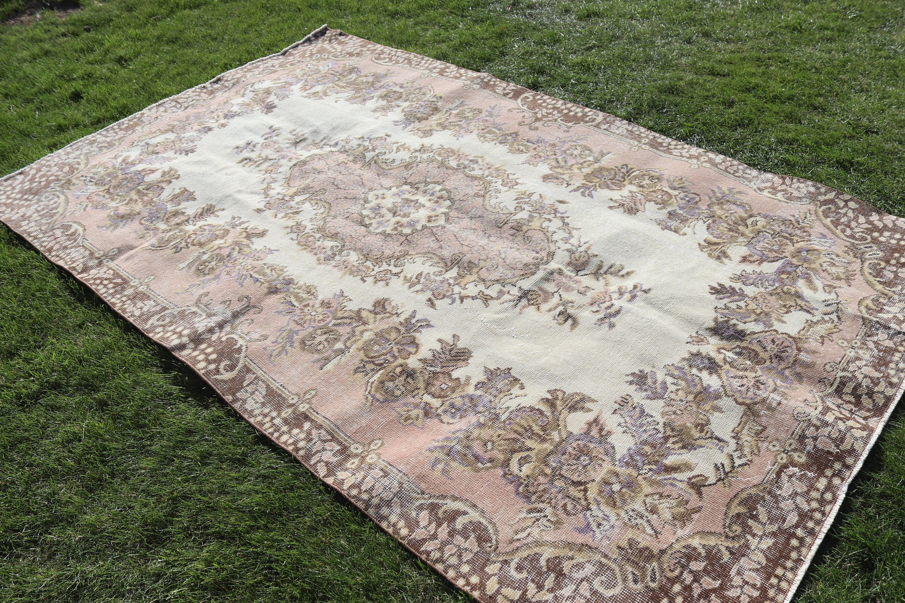 Büyük Vintage Halı, Antika Halılar, Oturma Odası Halıları, Türk Halıları, Vintage Halılar, 5.3x9 ft Büyük Halılar, Kahverengi El Dokuma Halılar, Ev Dekorasyonu Halısı