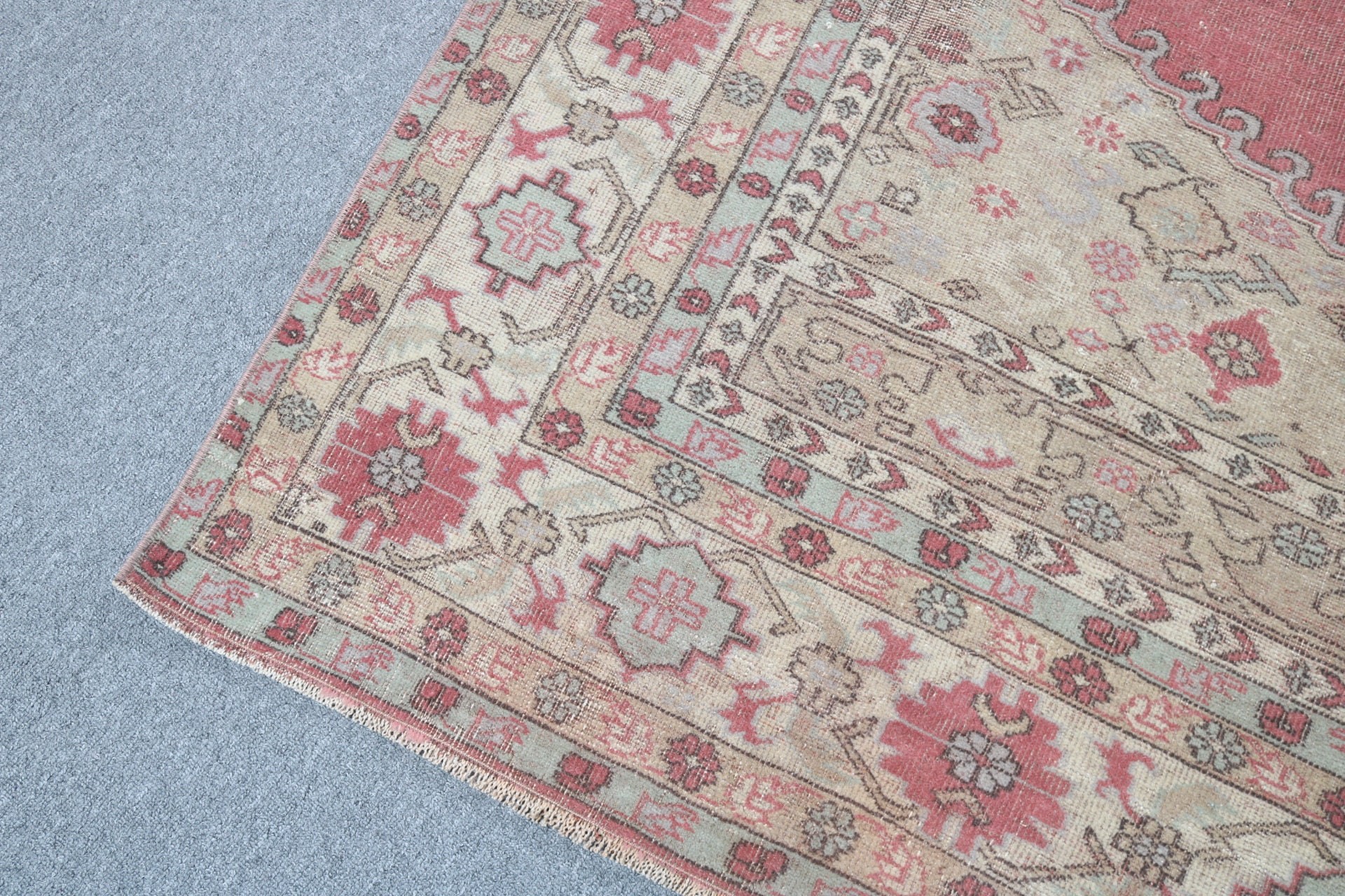 Vintage Halı, 5.3x7.8 ft Büyük Halılar, Ofis Halıları, Büyük Boho Halıları, Düz Dokuma Halı, Boho Halıları, Kırmızı Lüks Halılar, Türk Halısı, Büyük Oushak Halıları