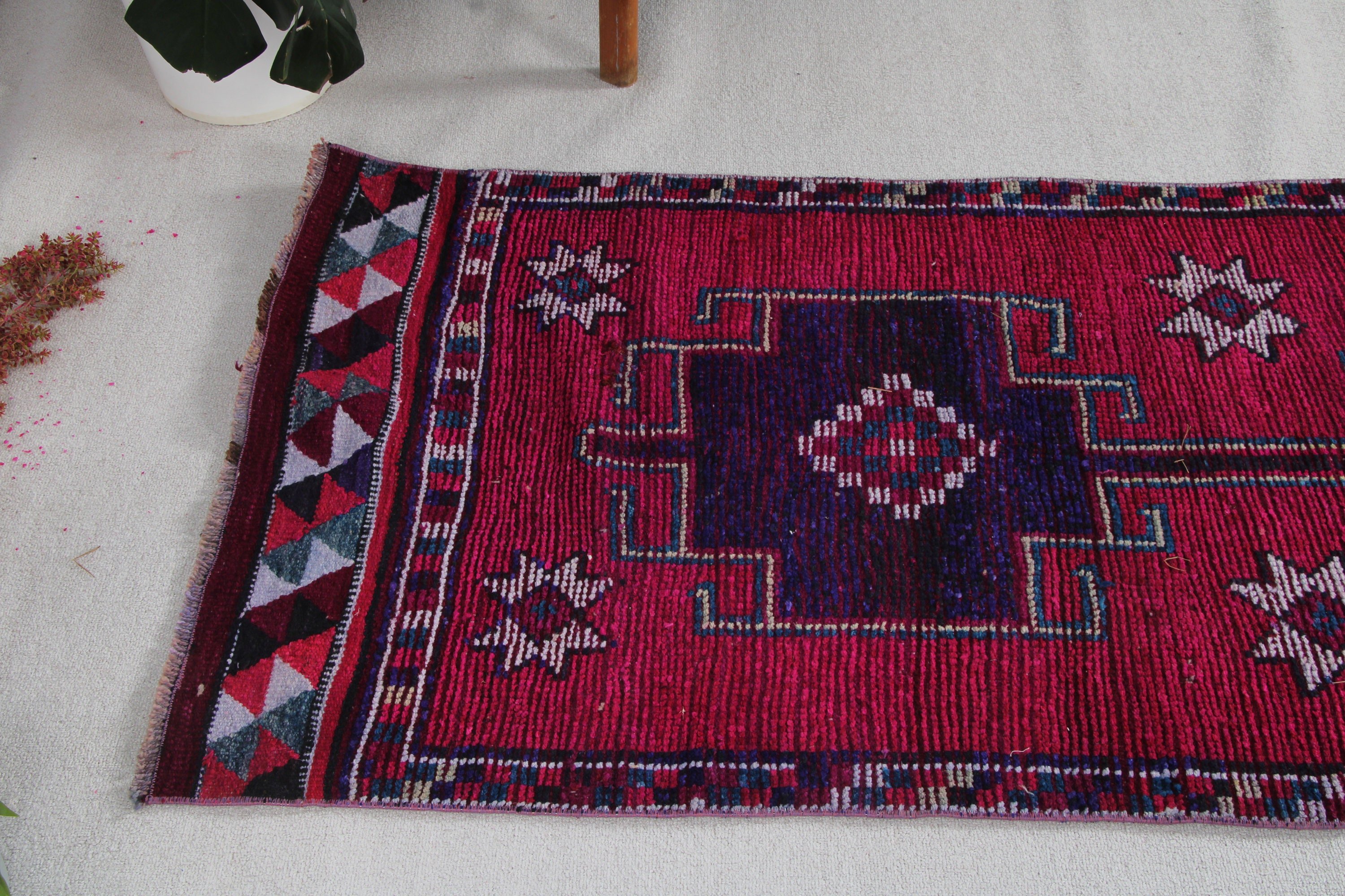 Yer Halıları, Oryantal Halılar, Harika Halılar, Mor Oushak Halı, 3x9,3 ft Runner Halı, Vintage Runner Halılar, Mutfak Halıları, Vintage Halı, Türk Halıları