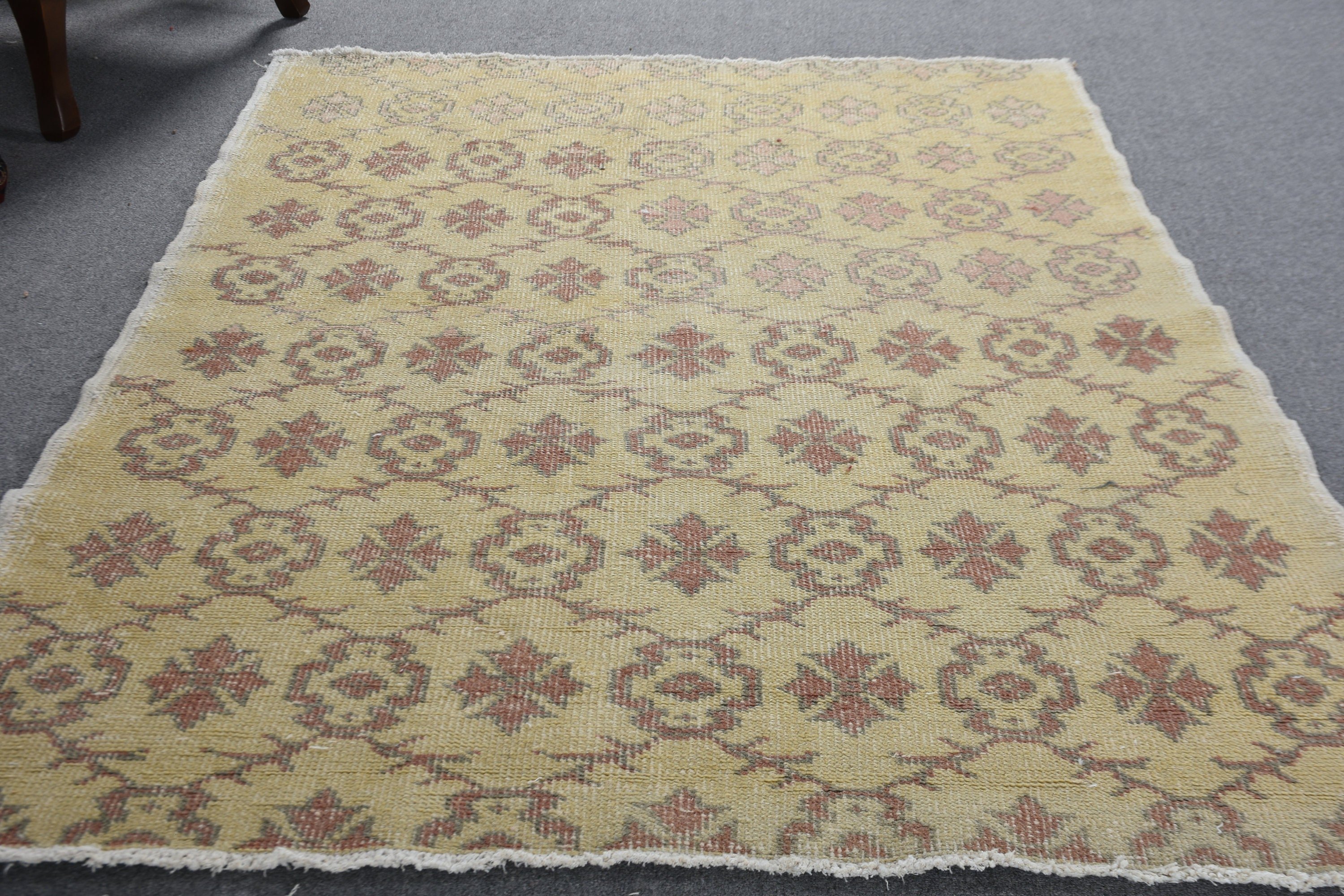 Vintage Rug, Kitchen Rug, Home Decor Rug, Antique Rug, 4.1x6.6 ft Area Rug, Living Room Rug, Turkish Rug, Rugs for Indoor, Brown Wool Rugs