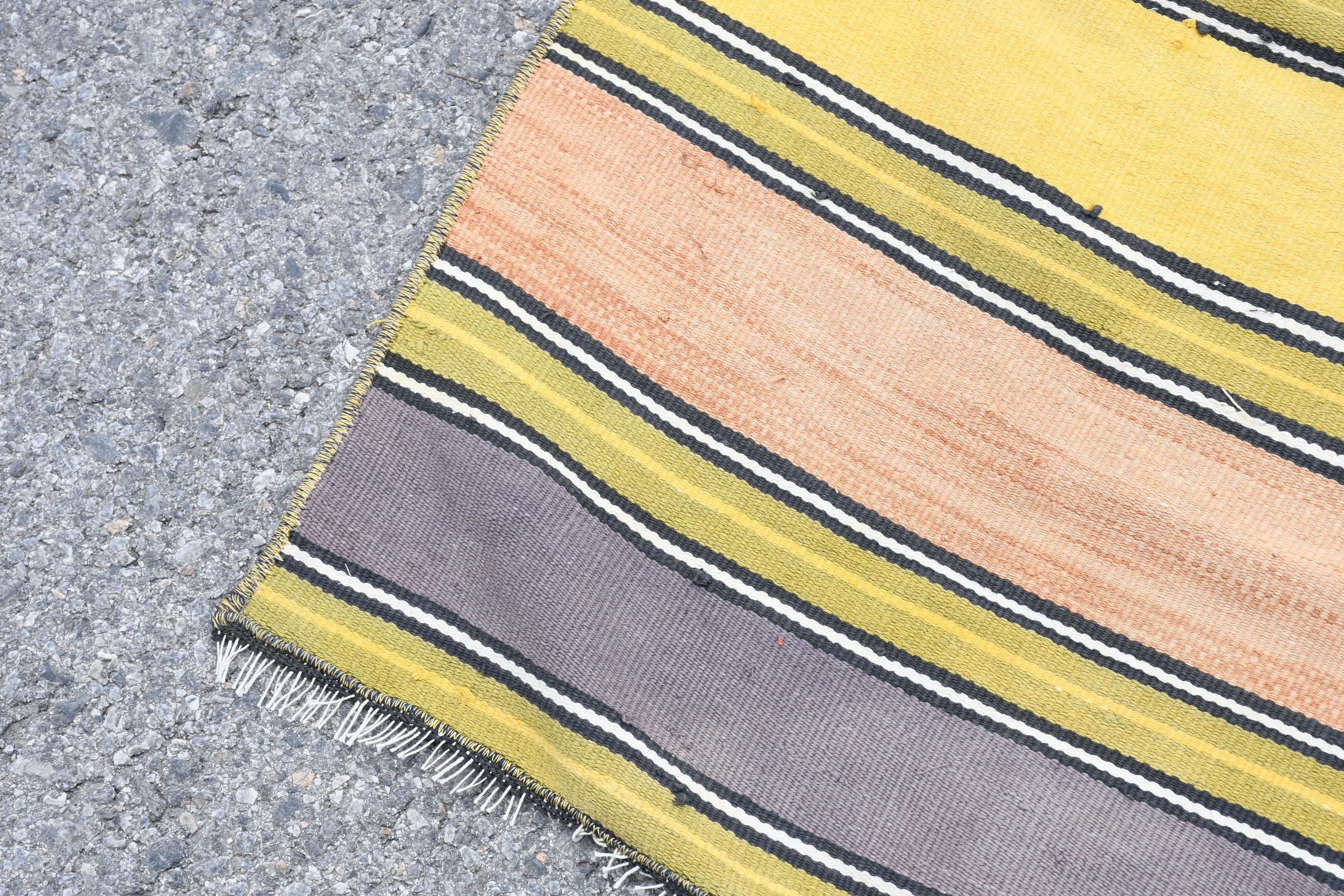 Kitchen Rug, Home Decor Rug, Kilim, Vintage Rugs, 3.9x8.2 ft Area Rug, Yellow Anatolian Rug, Turkish Rug, Bedroom Rug, Dining Room Rugs