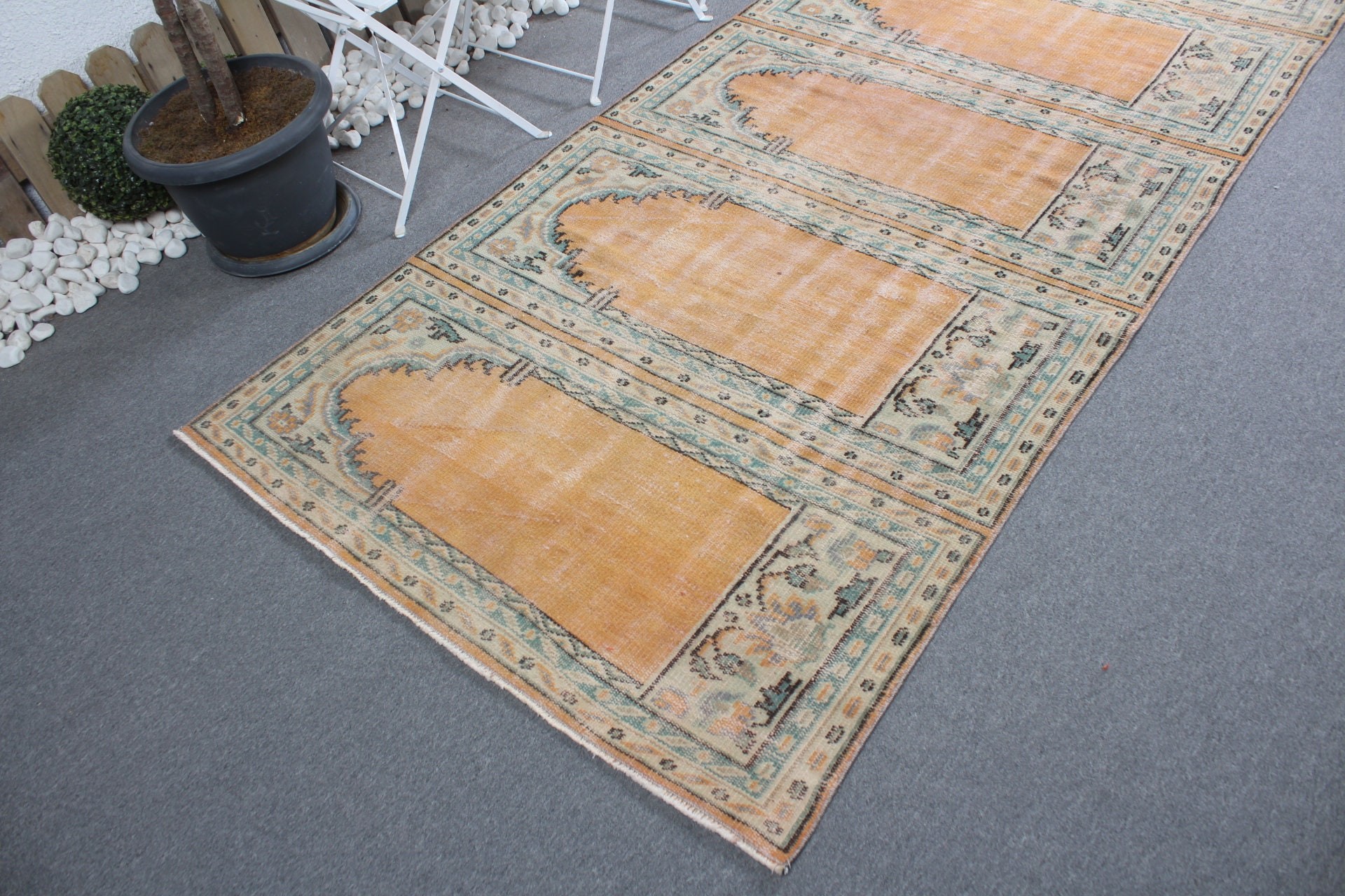 Vintage Rugs, Kitchen Rugs, Anatolian Rug, 4x9.1 ft Area Rugs, Rugs for Nursery, Office Rug, Indoor Rug, Turkish Rugs, Orange Moroccan Rug