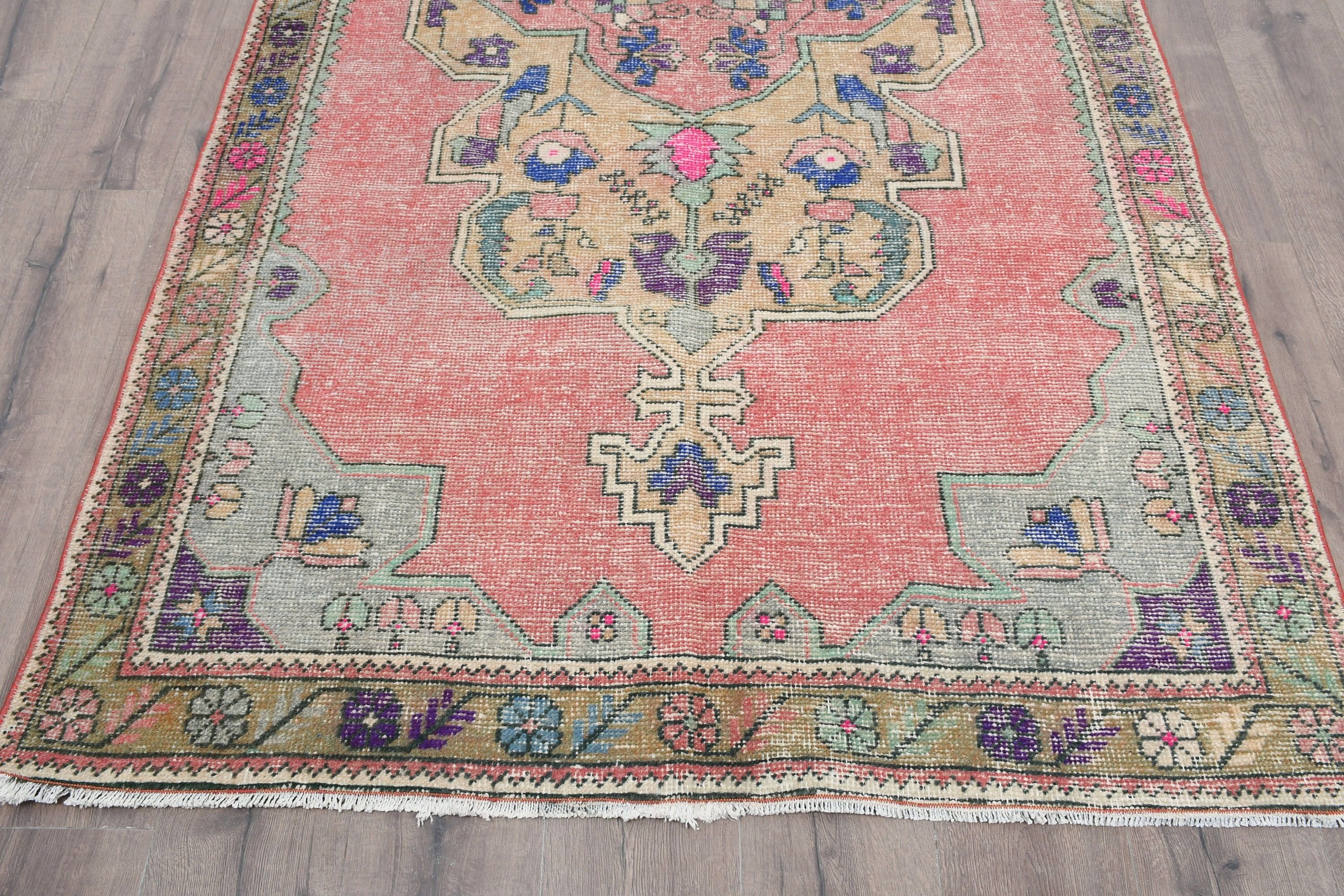 Salon Rug, Pink Moroccan Rugs, Vintage Rug, Home Decor Rug, Turkish Rugs, Office Rug, Living Room Rugs, Floor Rug, 4.7x8.8 ft Large Rug