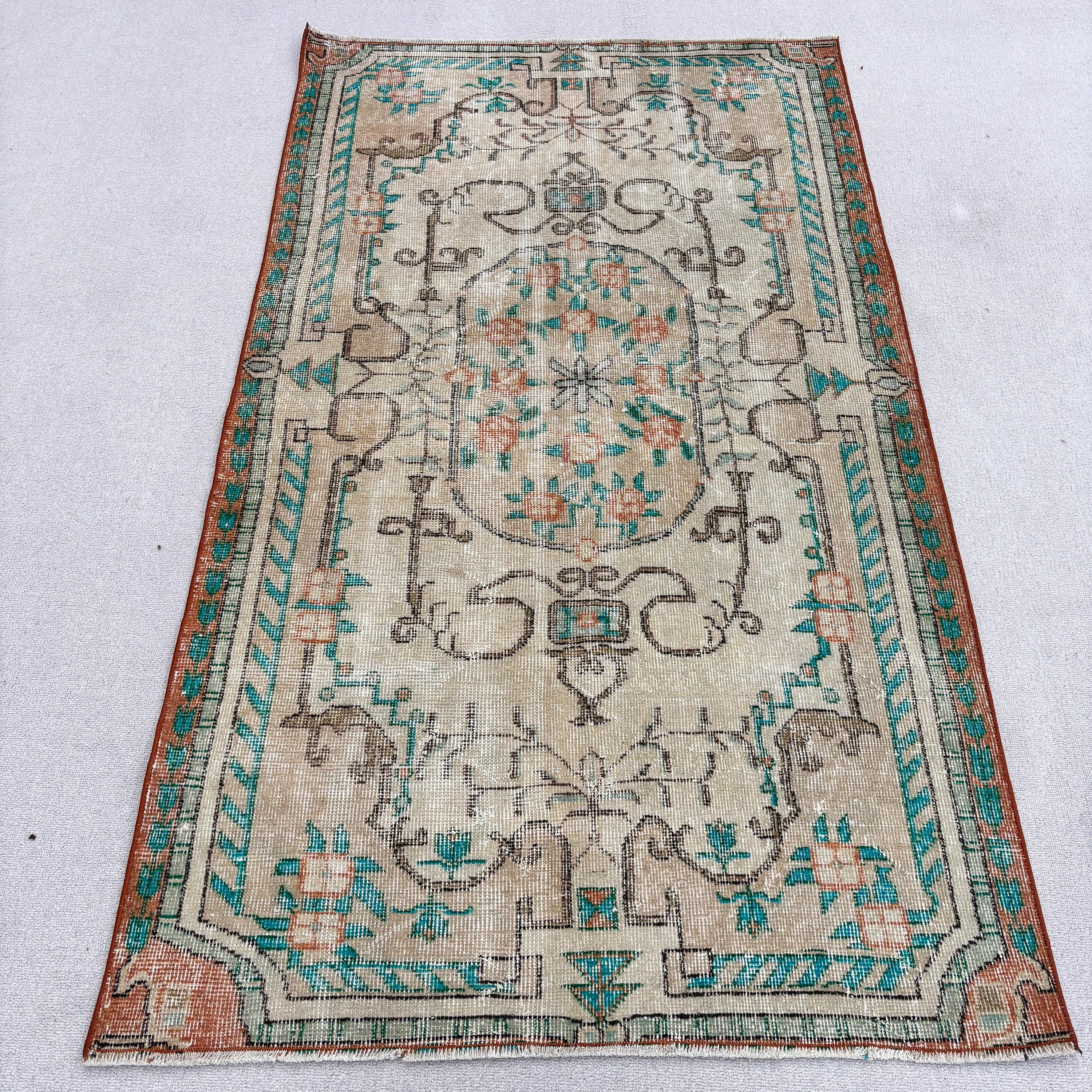 Çocuk Halıları, Türk Halıları, Turuncu Zemin Halısı, Dekoratif Halı, Vintage Halı, 3,6x6,3 ft Accent Halı, Oushak Halı, Accent Halıları, Lüks Halı