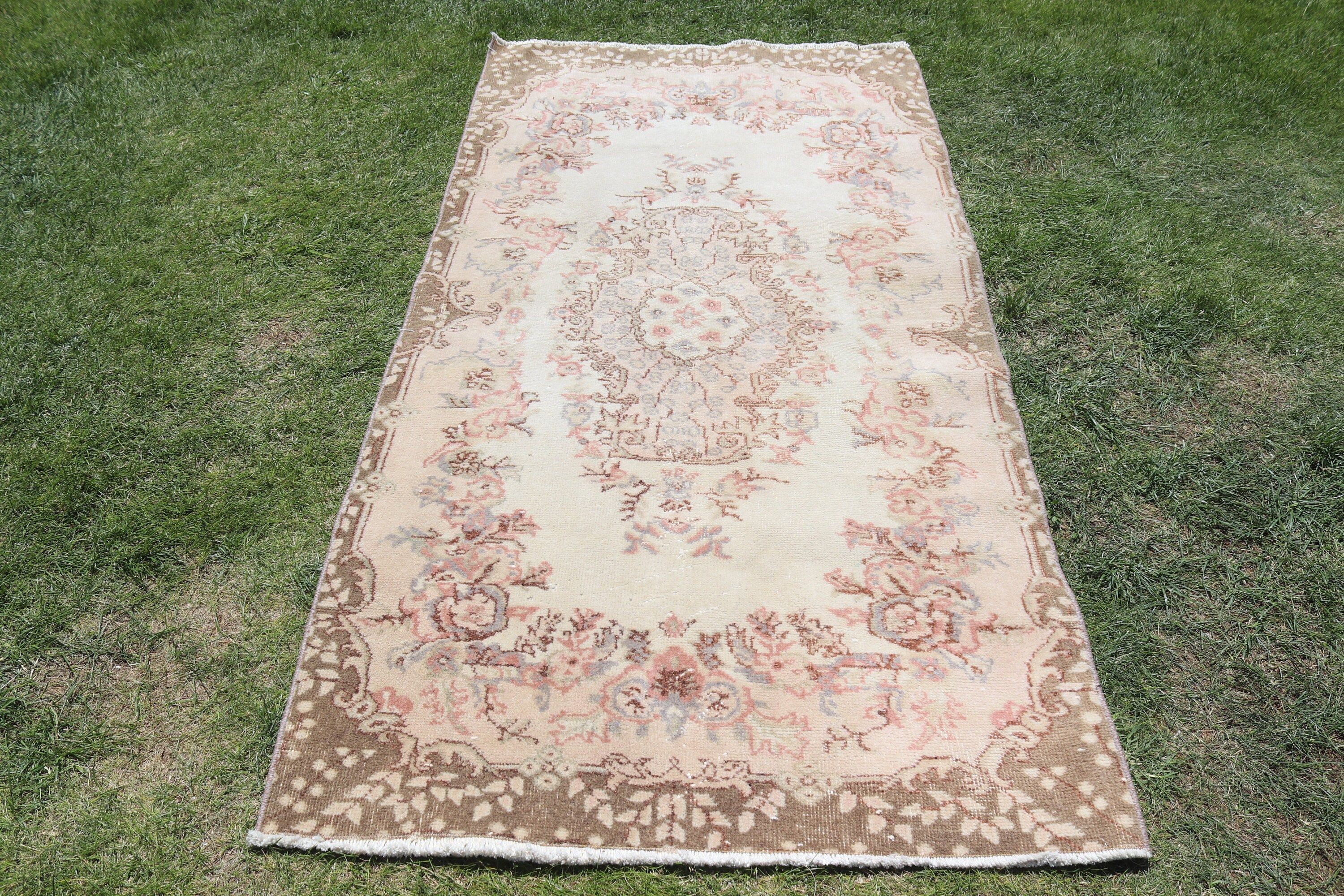 Ofis Halısı, Vintage Halılar, Yatak Odası Halıları, Yün Halı, Türk Halısı, Kahverengi Fas Halıları, 3,4x6,7 ft Vurgulu Halılar, Dekoratif Halılar, Fas Halıları