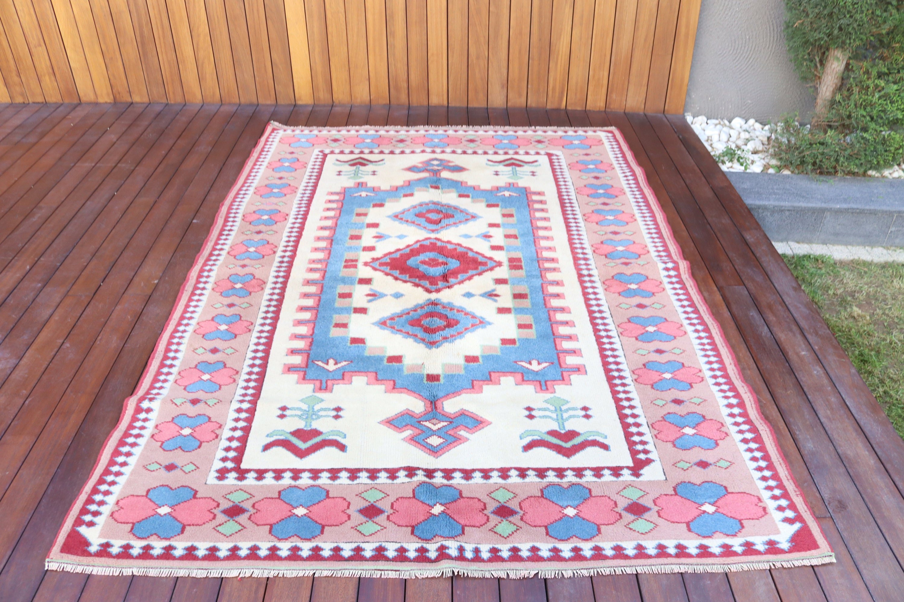 Turkish Rug, Boho Area Rugs, Handwoven Rugs, Boho Rugs, Exotic Rug, Dining Room Rugs, Vintage Rugs, 5.3x7.4 ft Area Rugs, Beige Kitchen Rug