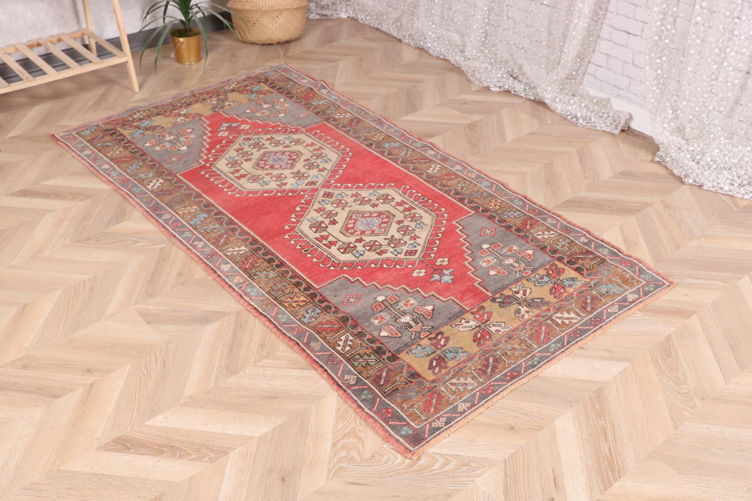 Dekoratif Halılar, Yün Halı, Kırmızı Ev Dekor Halısı, 3,3x6,2 ft Vurgulu Halılar, Geometrik Halılar, Türk Halısı, Çocuk Halısı, Vintage Halı, Sanatsal Halı