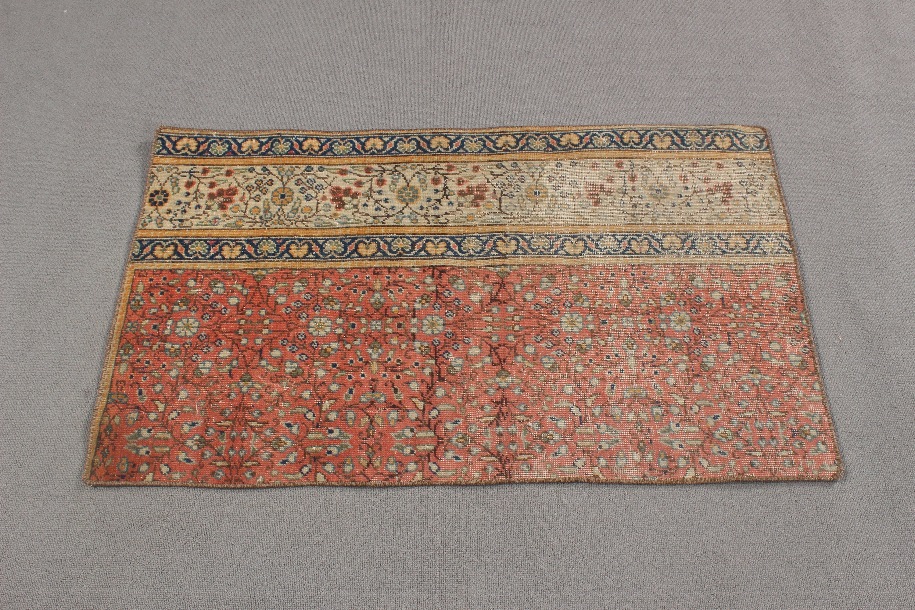 Oriental Rugs, Door Mat Rugs, Rugs for Entry, Red Floor Rug, Nursery Rugs, Turkish Rugs, 2x3.3 ft Small Rug, Vintage Rug