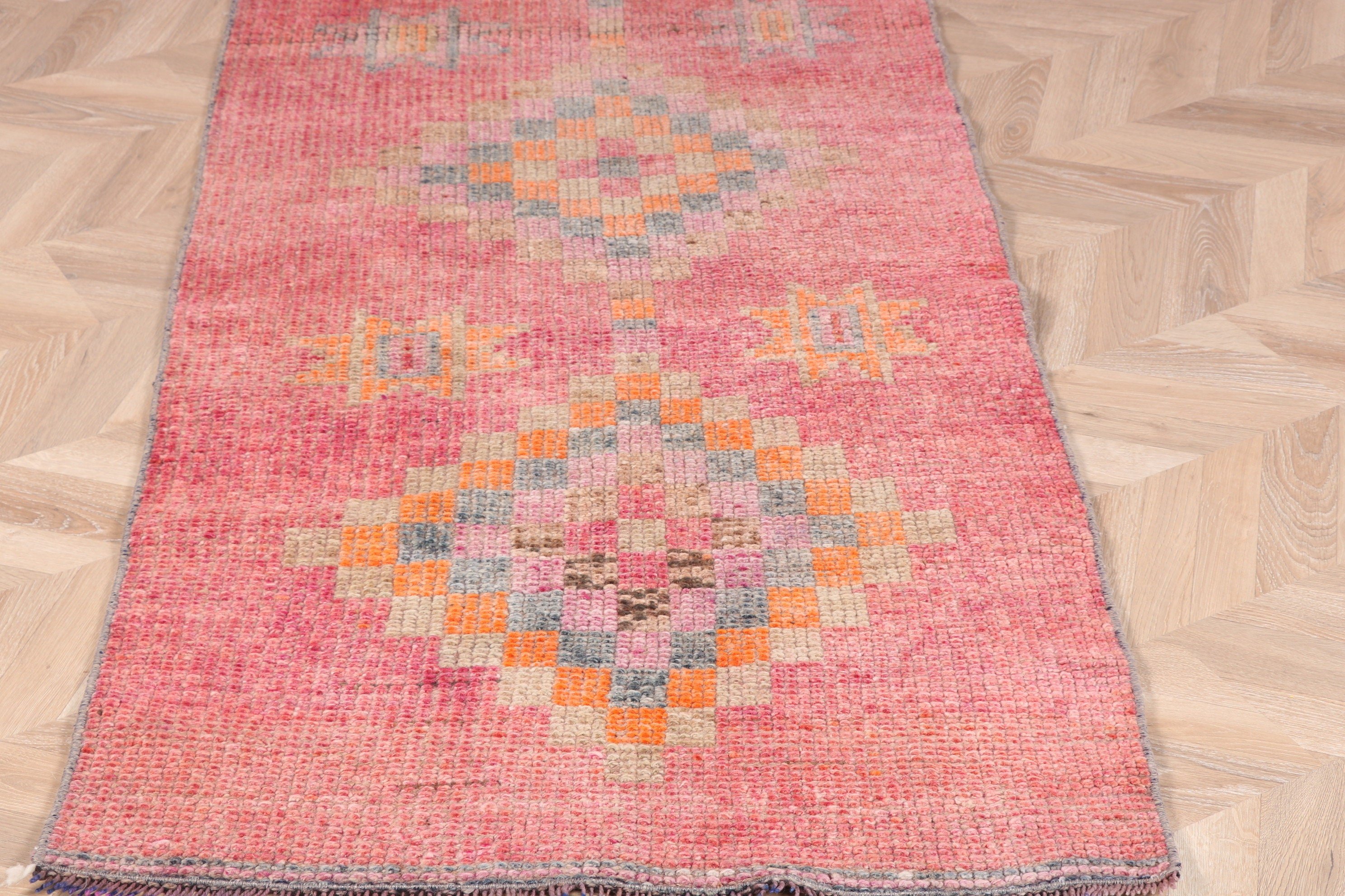 Yatak Odası Halısı, 2.9x8.5 ft Runner Halısı, Vintage Halılar, Koridor Halıları, Türk Halıları, Vintage Runner Halıları, Pembe Oryantal Halı, Fas Halısı