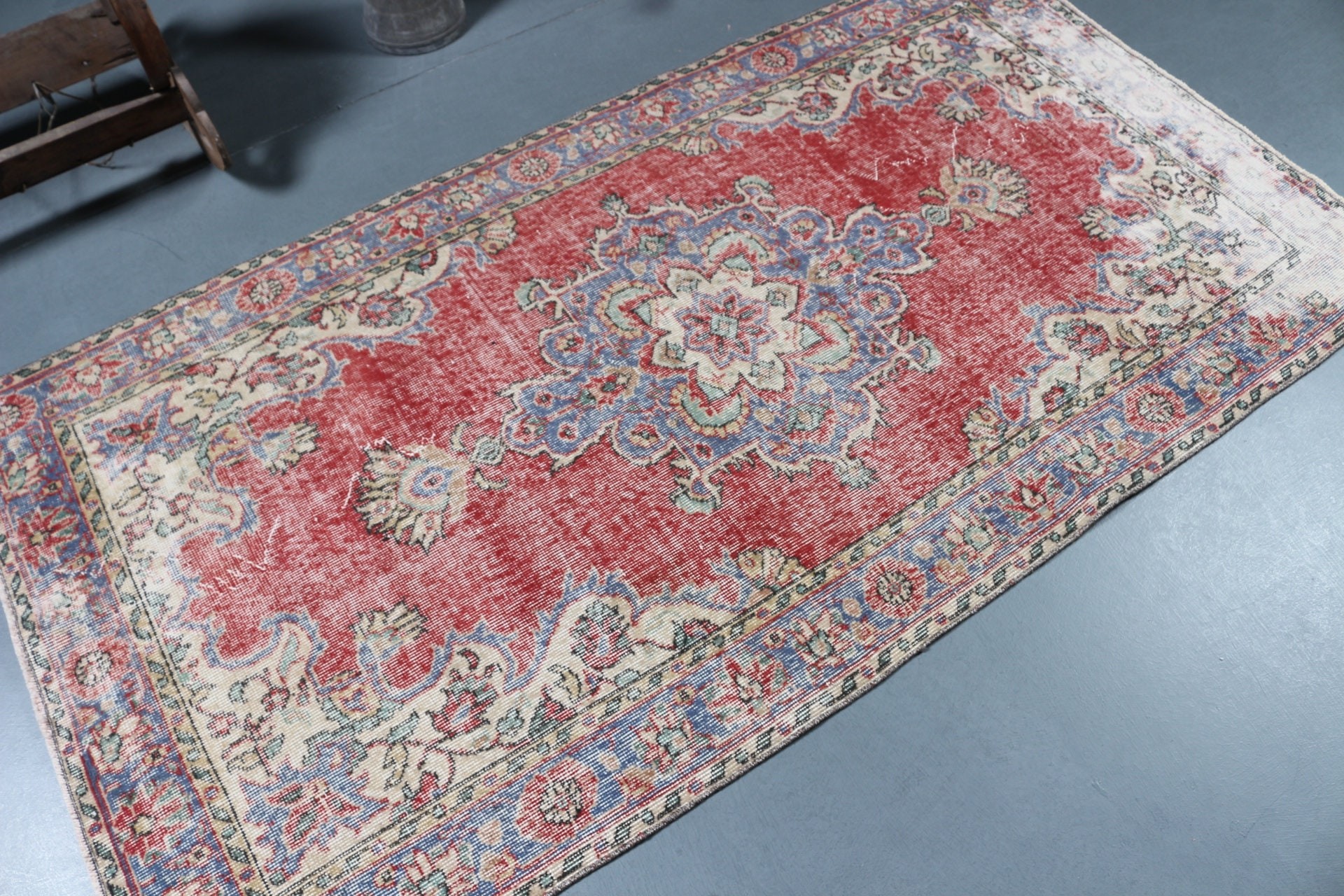 Vintage Rug, Red Cool Rugs, Indoor Rug, Cool Rug, Oriental Rug, Turkish Rugs, Rugs for Area, Vintage Decor Rugs, 3.6x6.9 ft Area Rugs