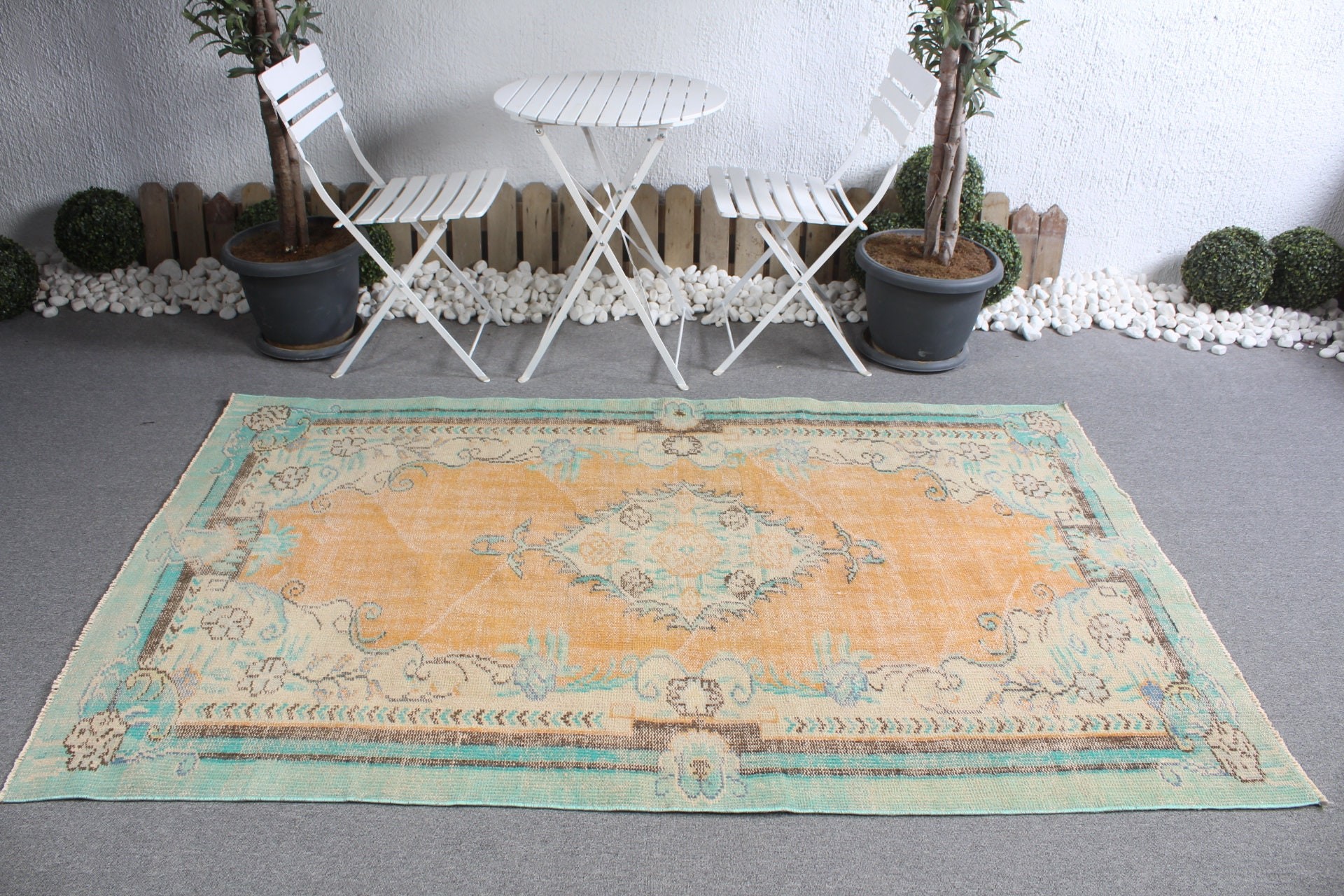 Nursery Rugs, 4.5x7 ft Area Rugs, Ethnic Rug, Turkish Rug, Vintage Rug, Dining Room Rug, Antique Rugs, Orange Oushak Rug