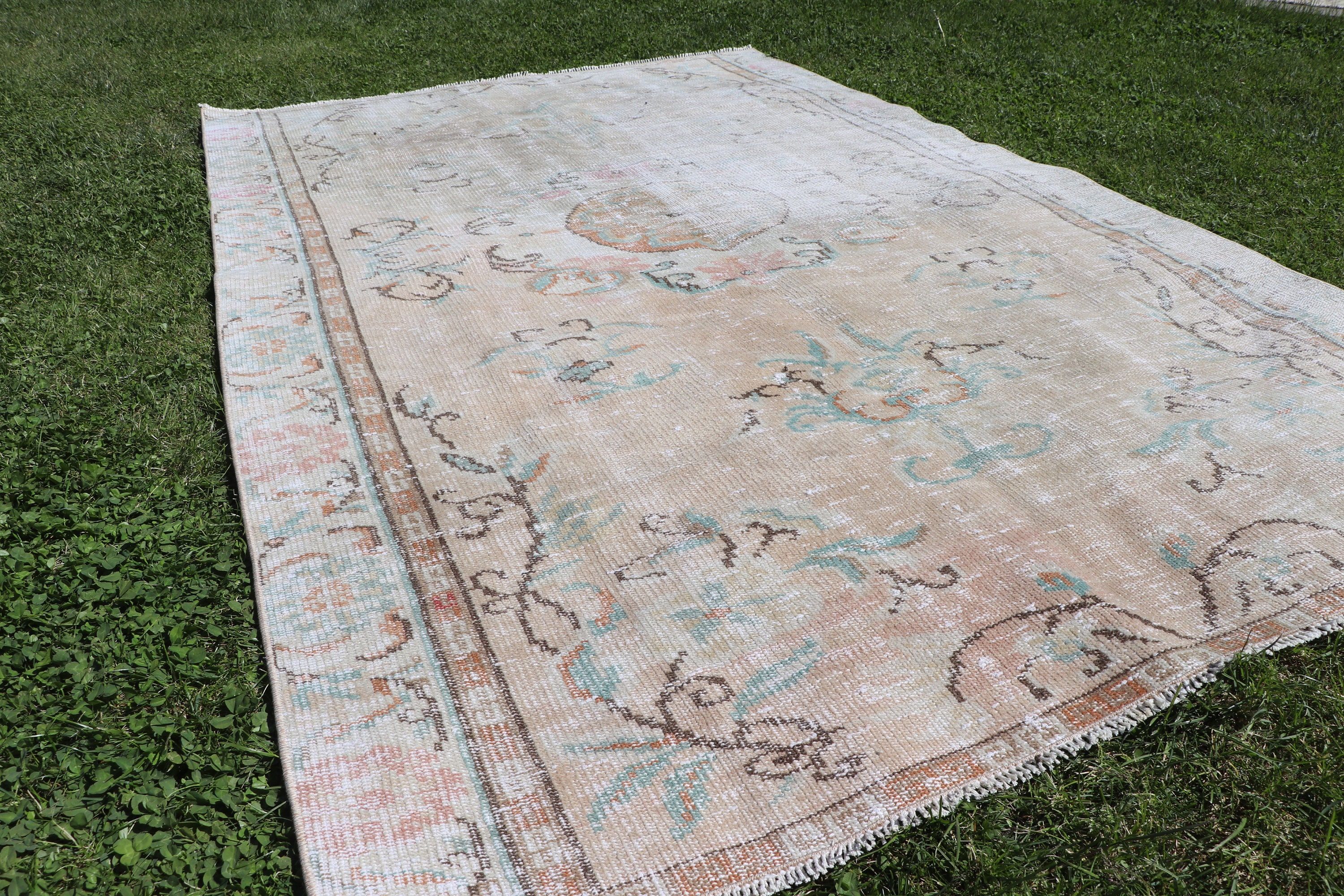 Turuncu El Dokuma Halılar, Yer Halısı, Vintage Halılar, 4,7x7,5 ft Alan Halıları, Ev Halısı, Türk Halısı, Mutfak Halıları, Oryantal Halılar, Yün Halılar